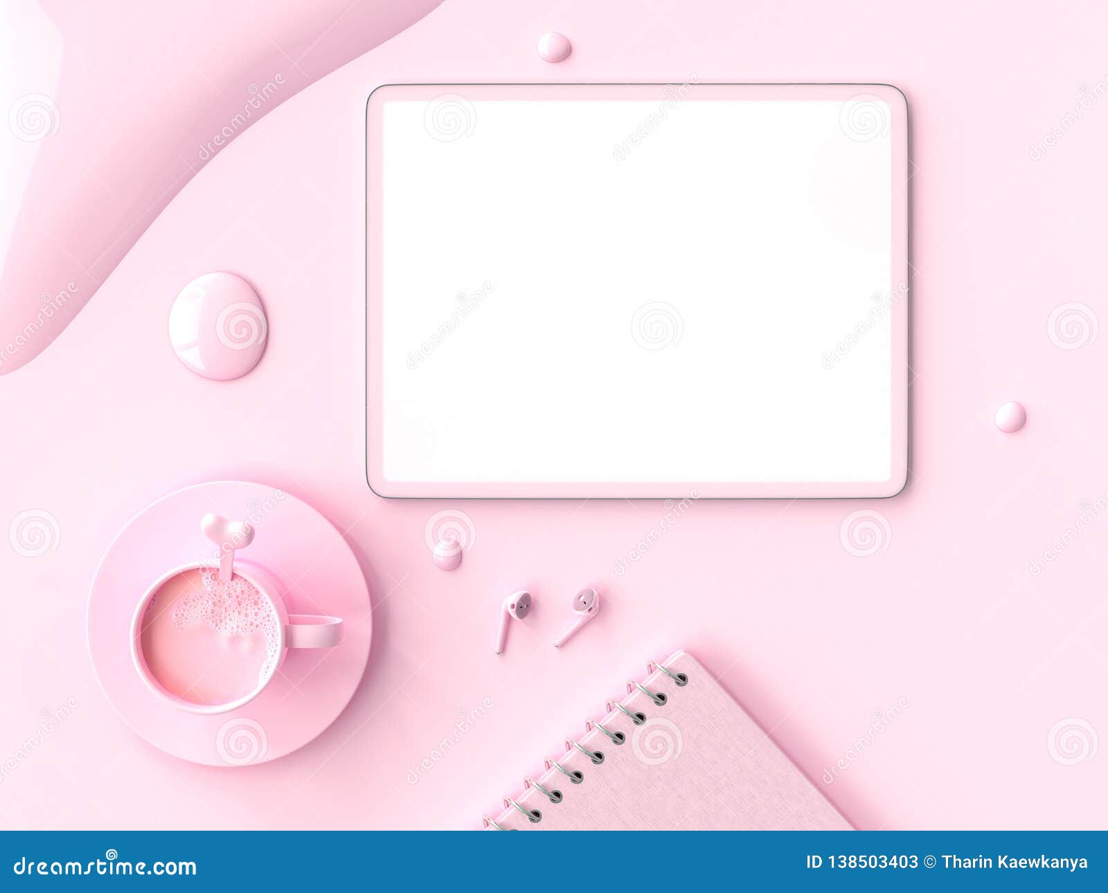 Minimal Idea Concept. Tablet Pink Color Stock Illustration ...