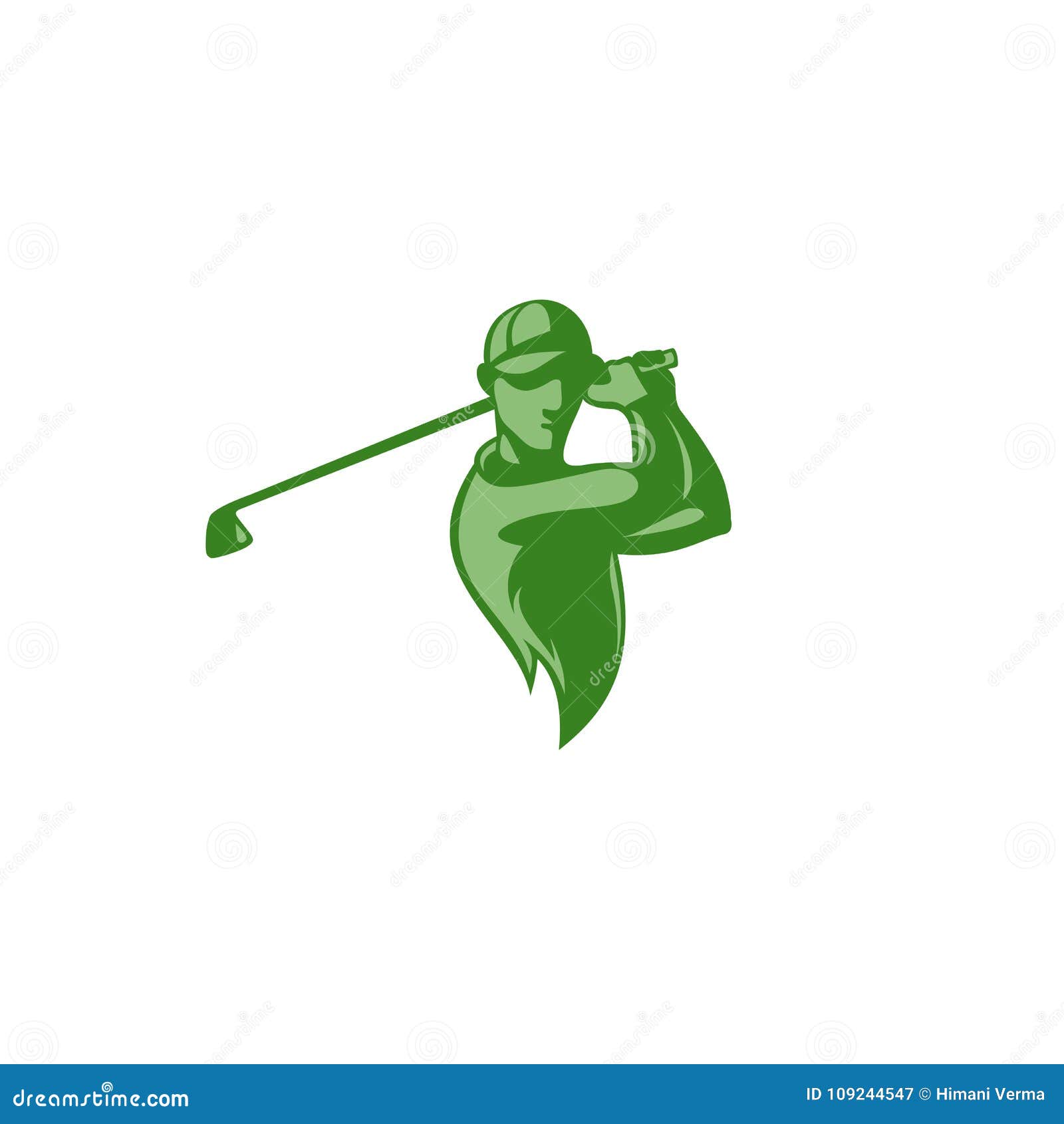 Minimal Logo of Green Golf Player Vector Illustration. Stock Vector ...