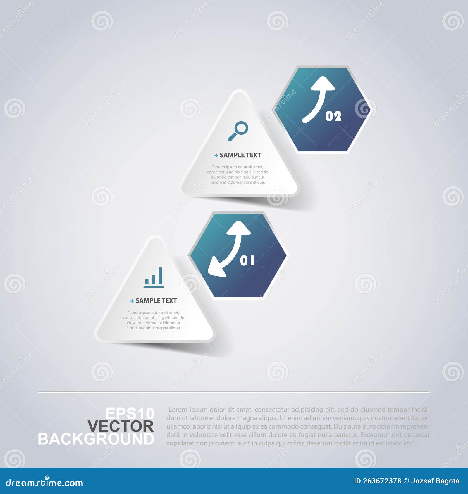 Minimal Paper Cut Infographics Design - Triangles and Hexagons Stock ...