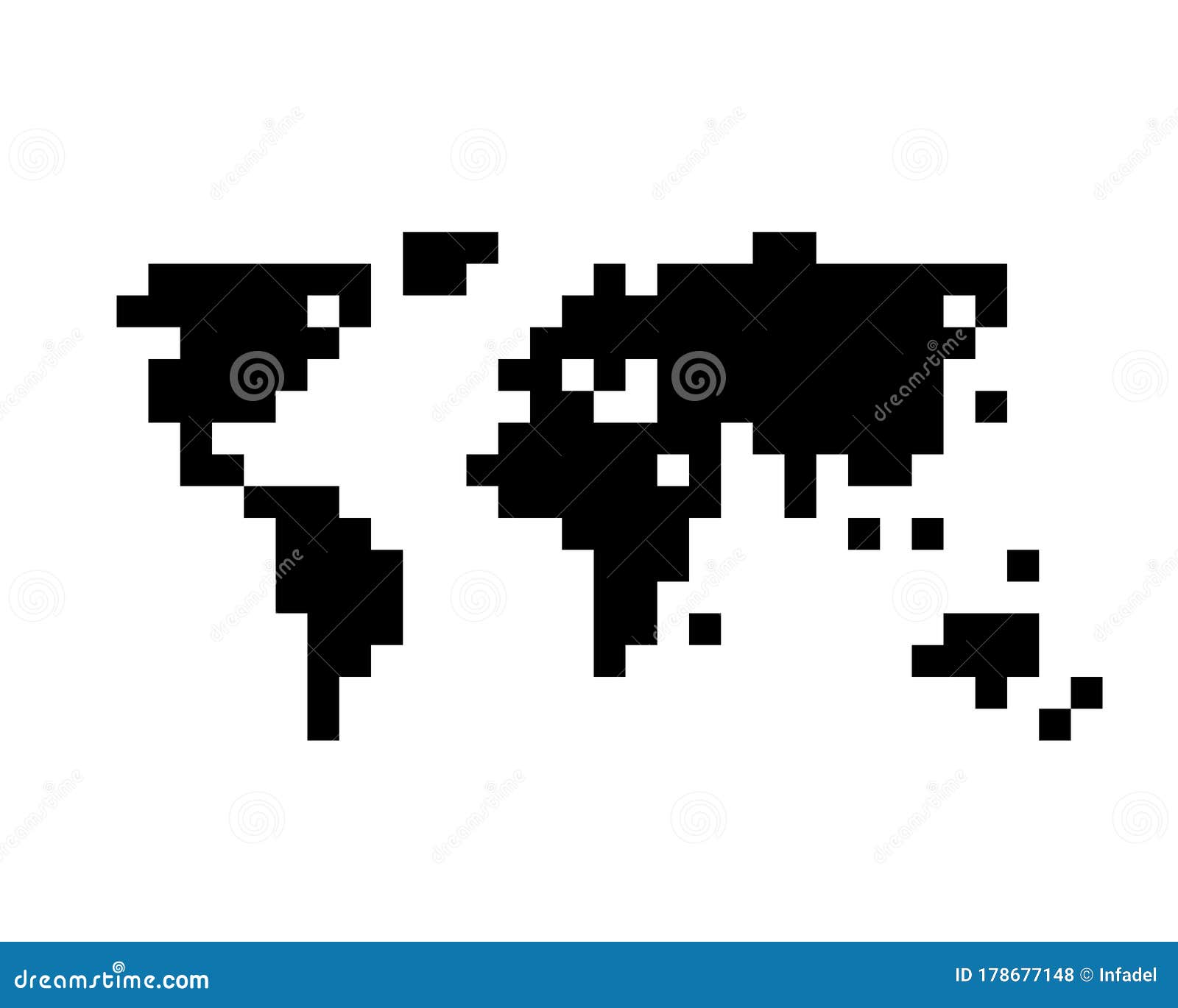 Minimal Pixel Art Global World Map Stock Vector - Illustration of