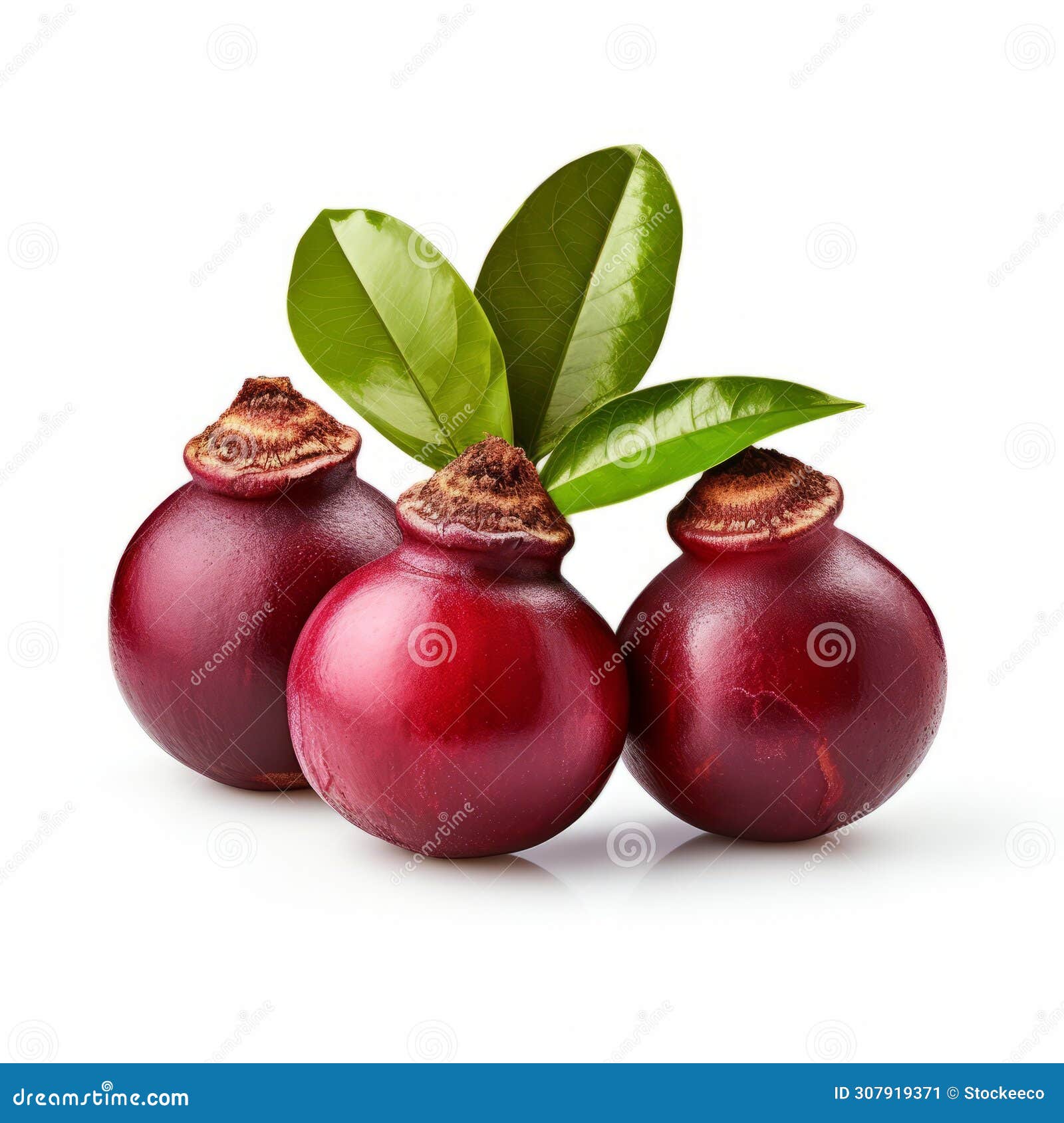 minimal retouching: ripe red fruits with green leaves