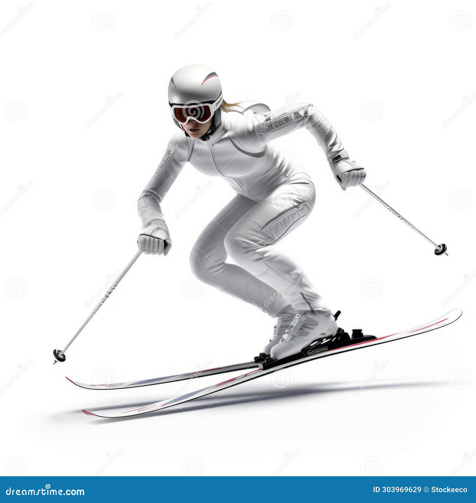 minimal retouching: white ski racer in action
