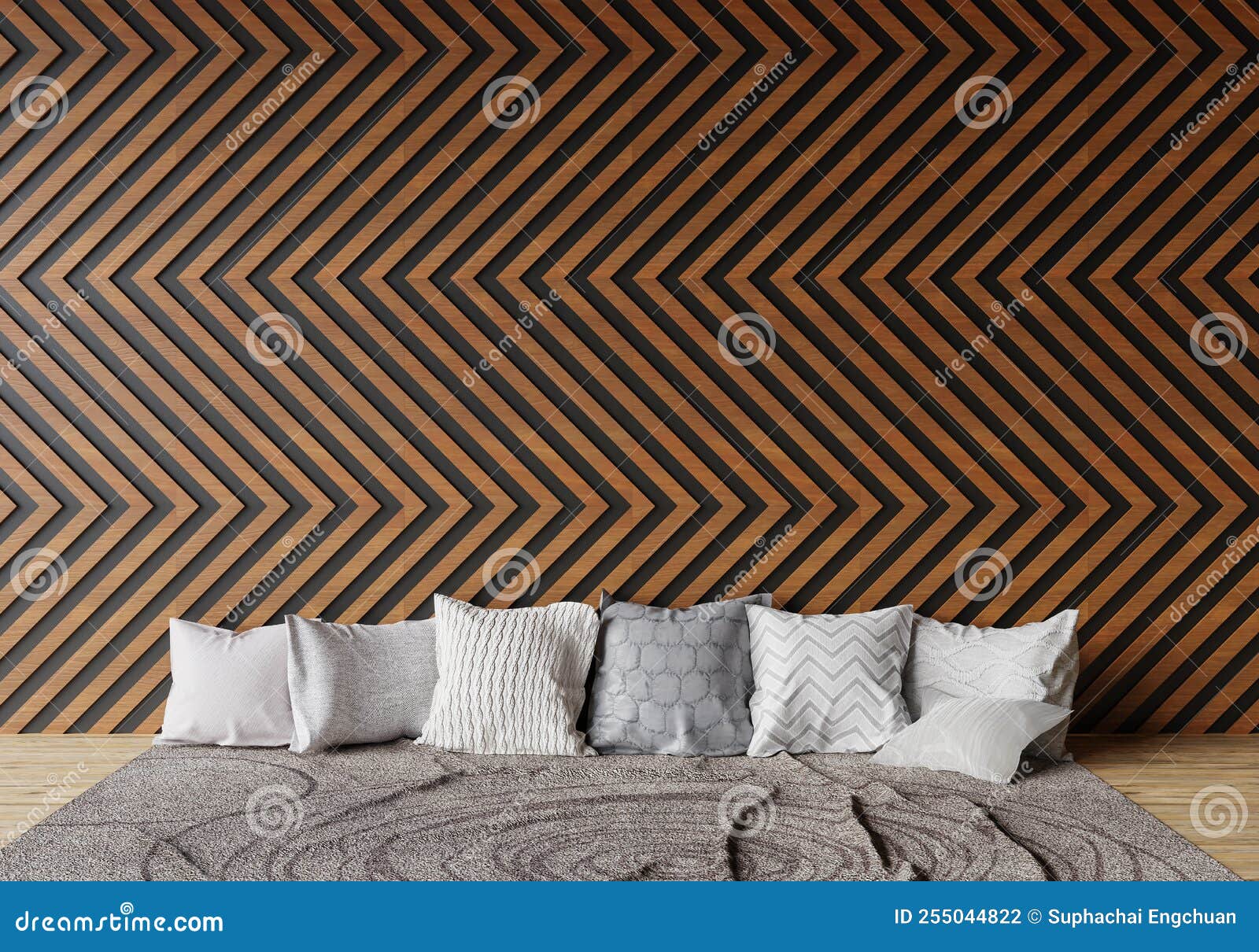 Minimal Room and Decoration Copy Space Seamless Wood Wall. 3D