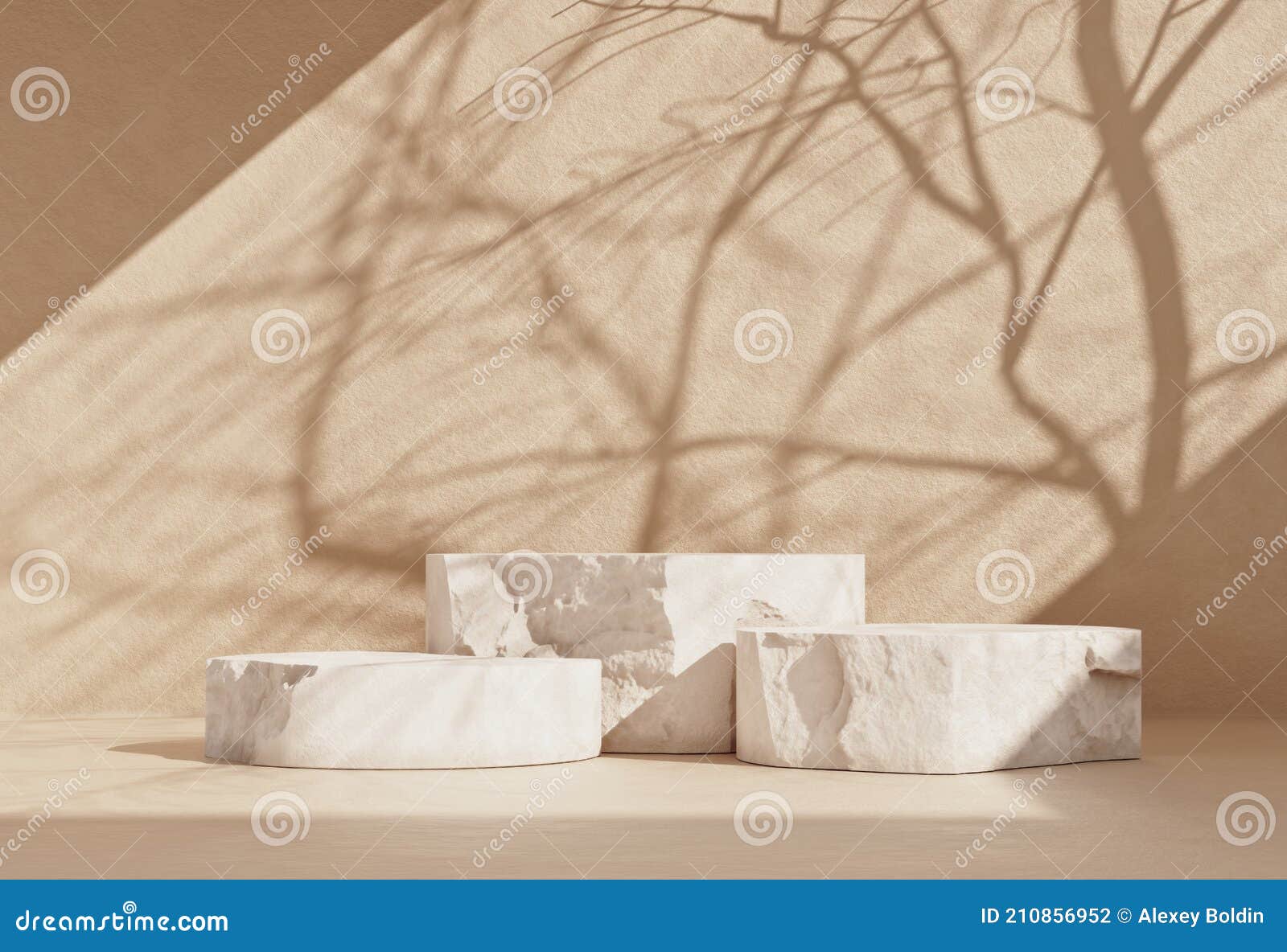 minimal scene mockup with stone product podium