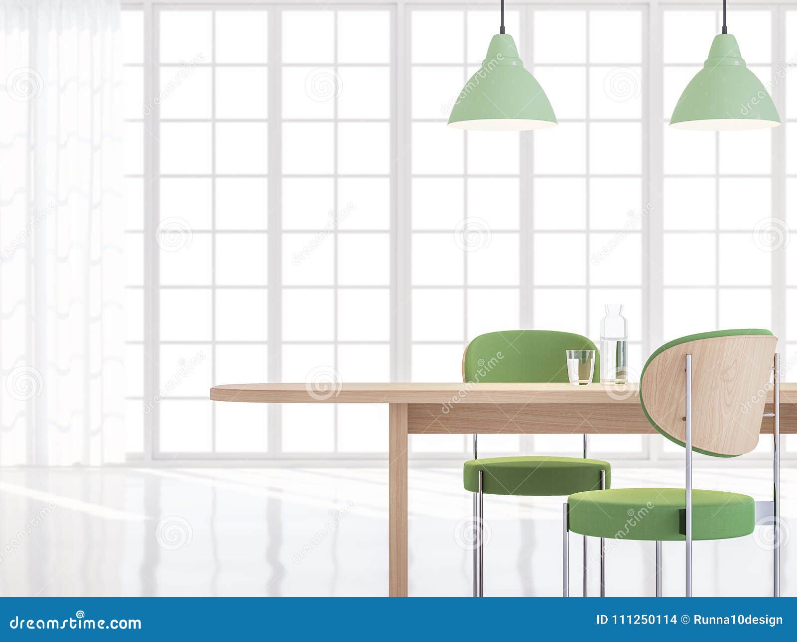minimal style dining room 3d rendering image.t