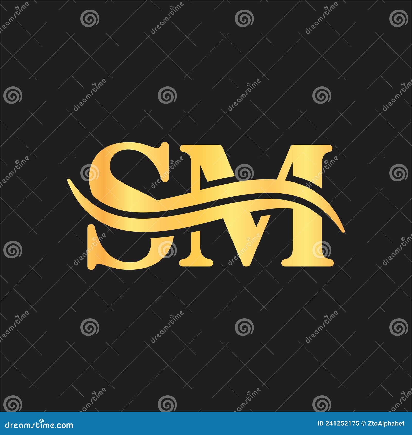 Letter SM Luxury Logo Wave Typeface Design Stock Vector - Illustration ...
