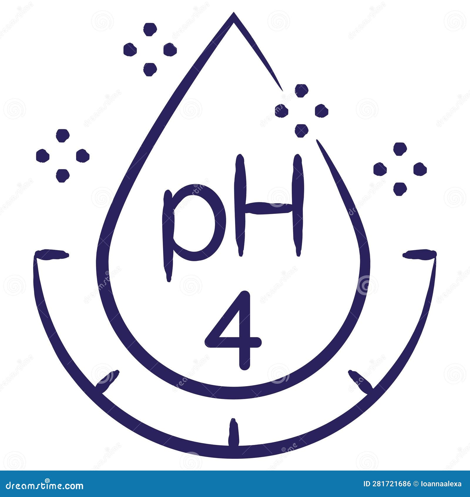 minimal  icon of the acidity ph4,  on transparent background
