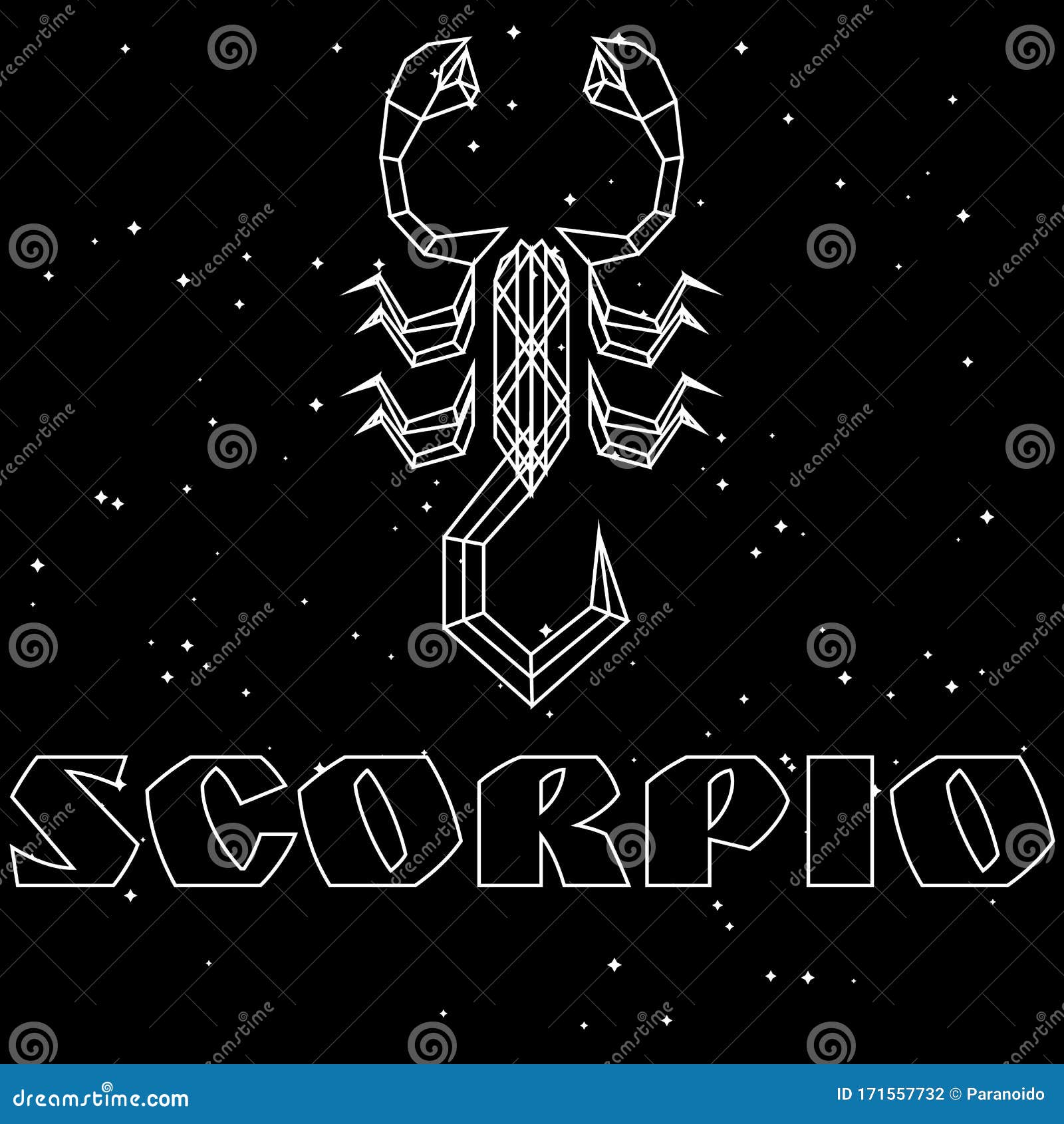 Abstract Polygonal Zodiac Sign Scorpio on Black Starry Sky Background ...