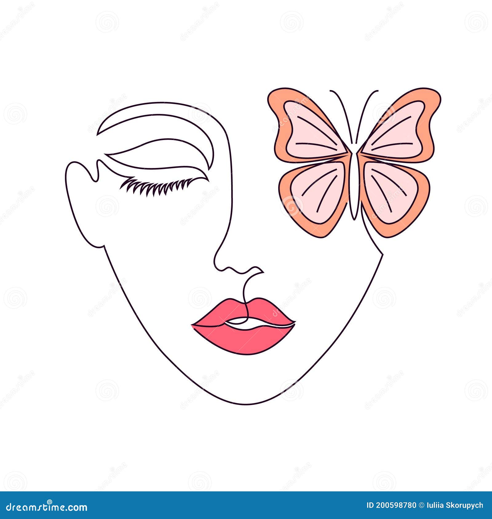 Minimal woman face stock vector. Illustration of draw - 200598780