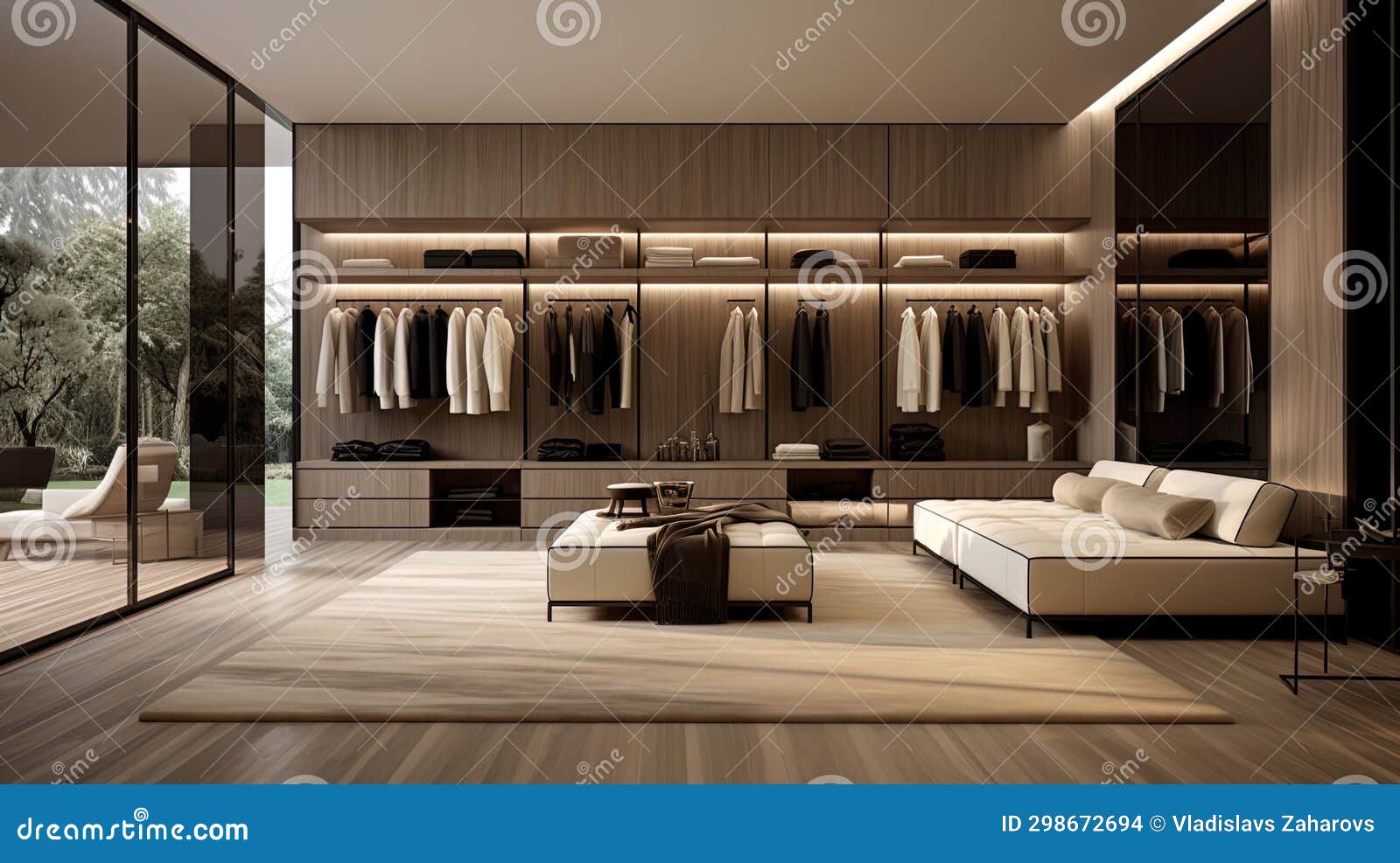Minimalism with Elegance Dressing Room with Open Regiments Stock Illustration Illustration of