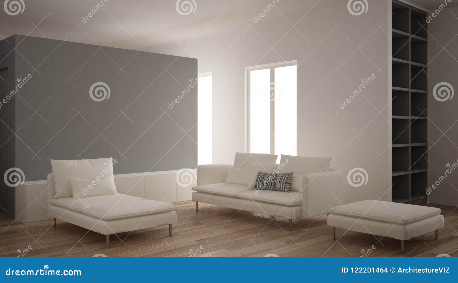 Minimalismus Modernes Wohnzimmer Mit Grauer Gipswand Sofa