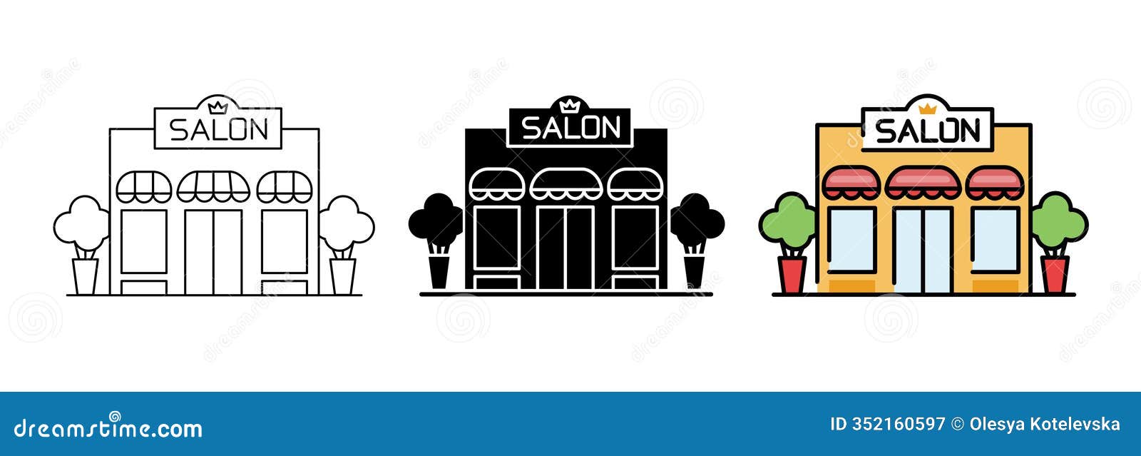 minimalist beauty salon icon set, color, line, and silhouette in a 