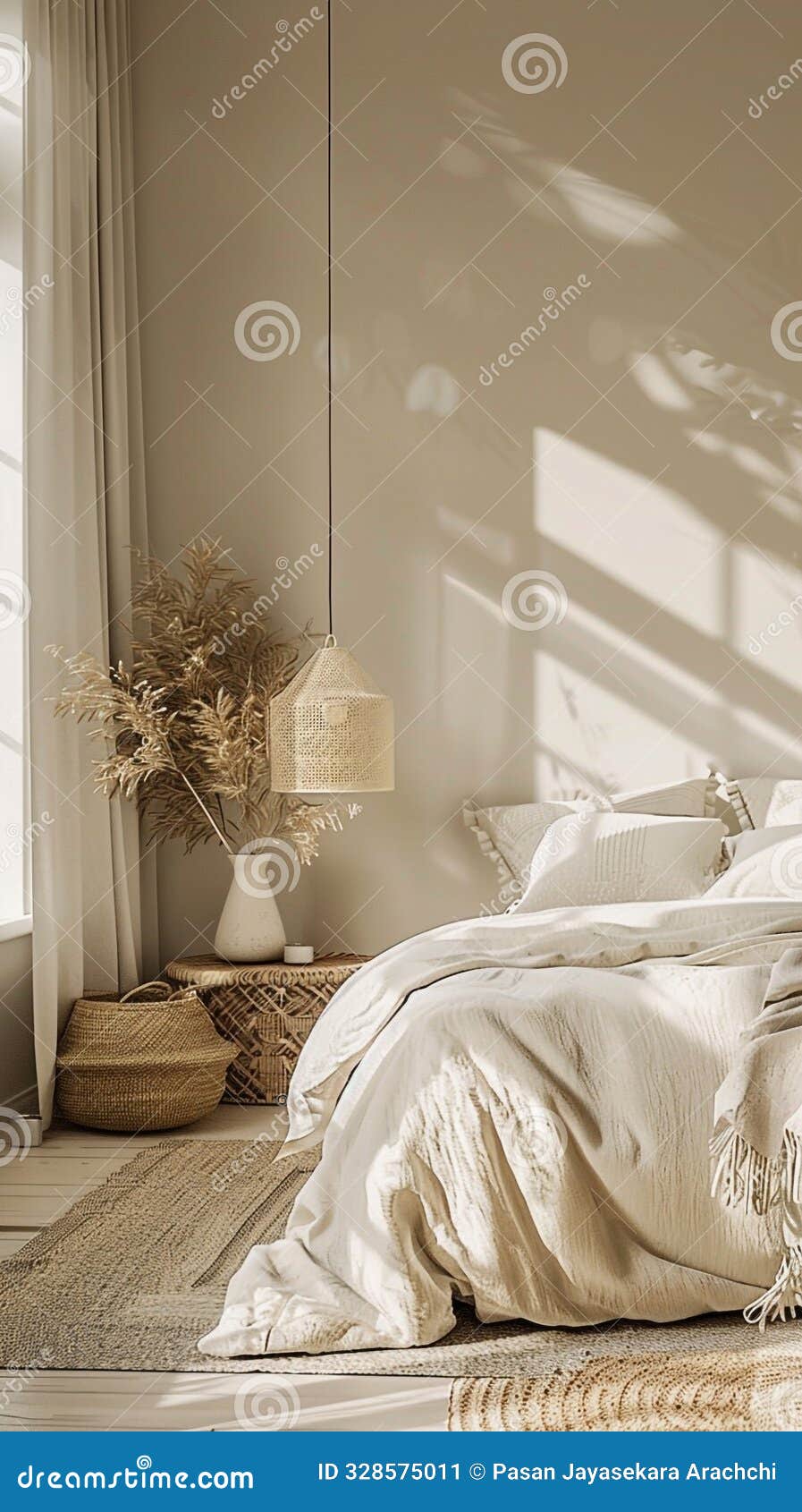 minimalist bedroom with neutral tones and uncluttered decor