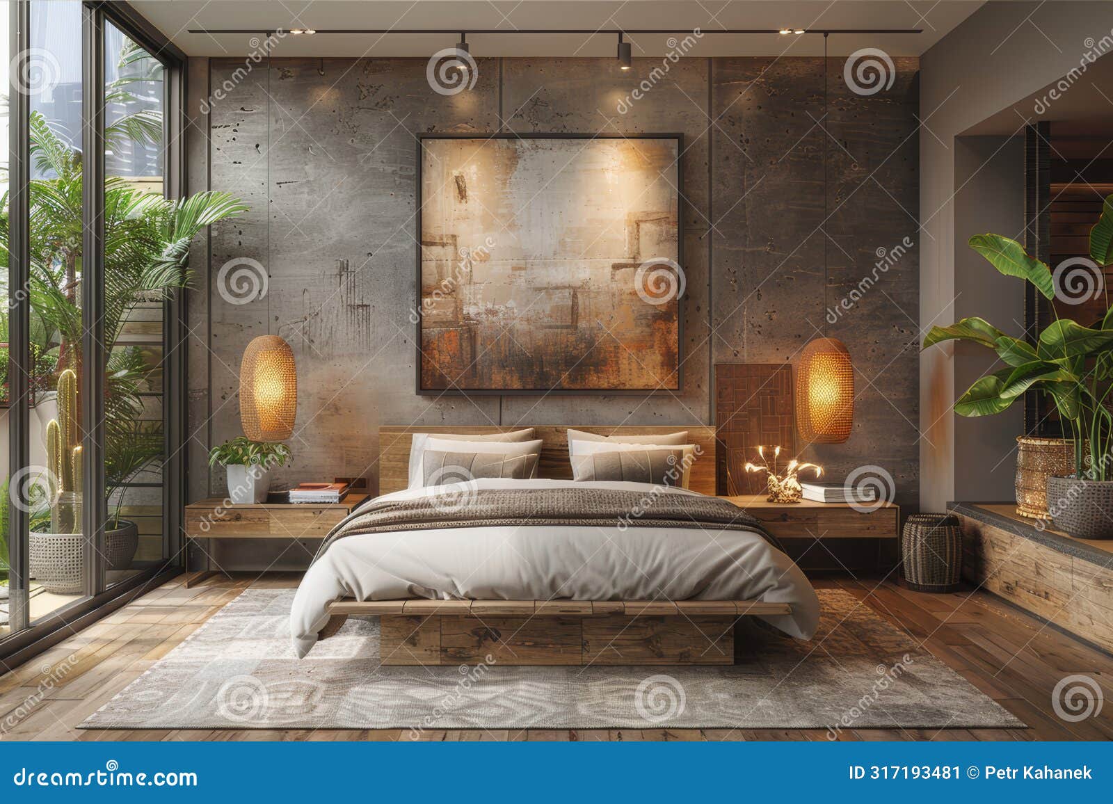 minimalist bedroom with subdued colors and minimalist aesthetics. ai generated.