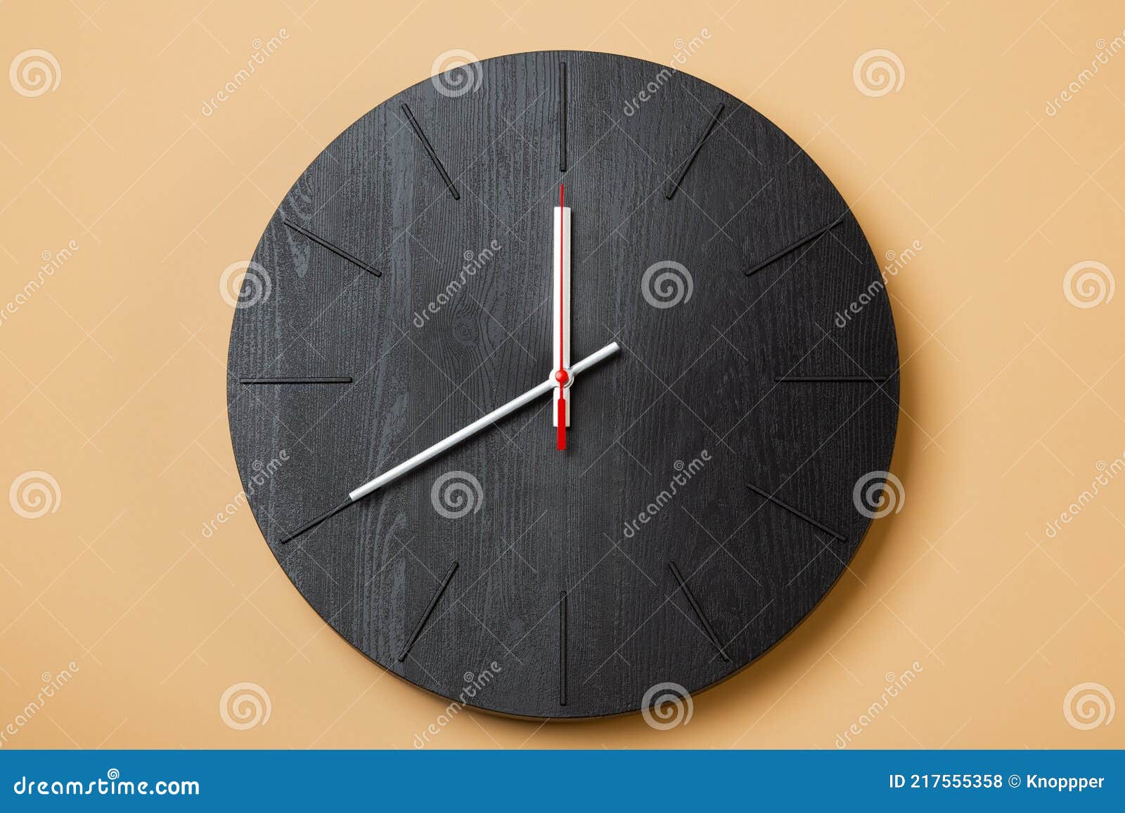 Minimalist Black Wall Clocks on Brown Background Stock Photo Image of