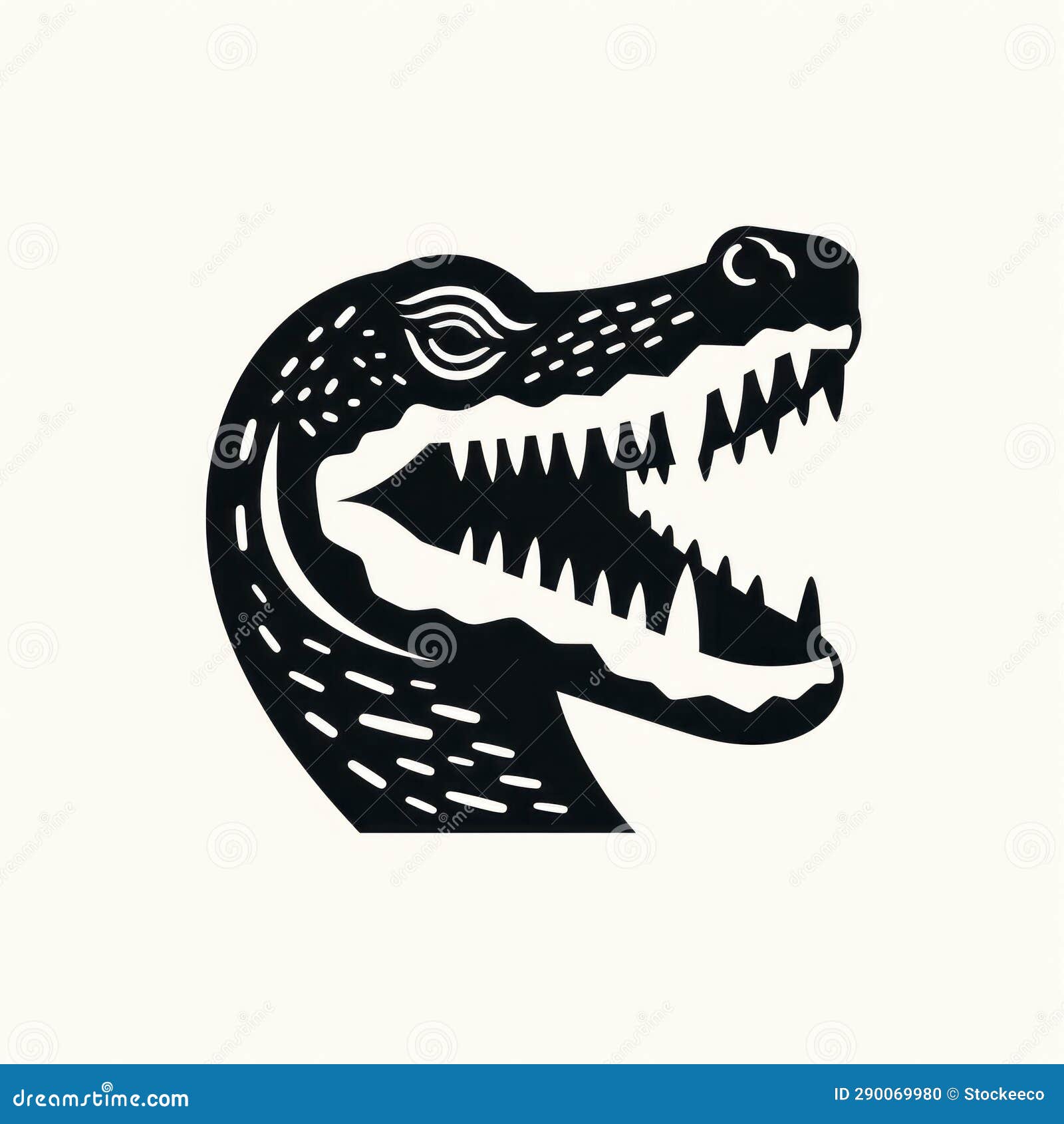 minimalist black and white alligator  - iconic portraiture 