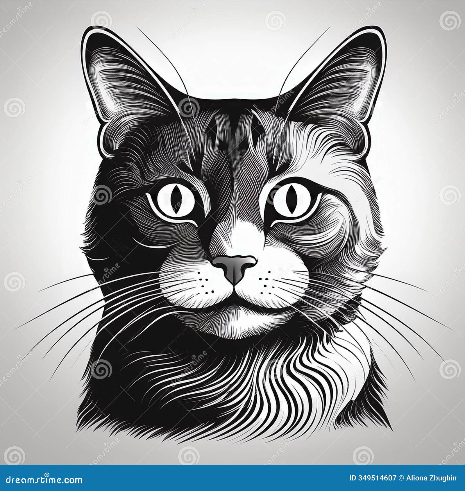 cat head in simple black and white graphics