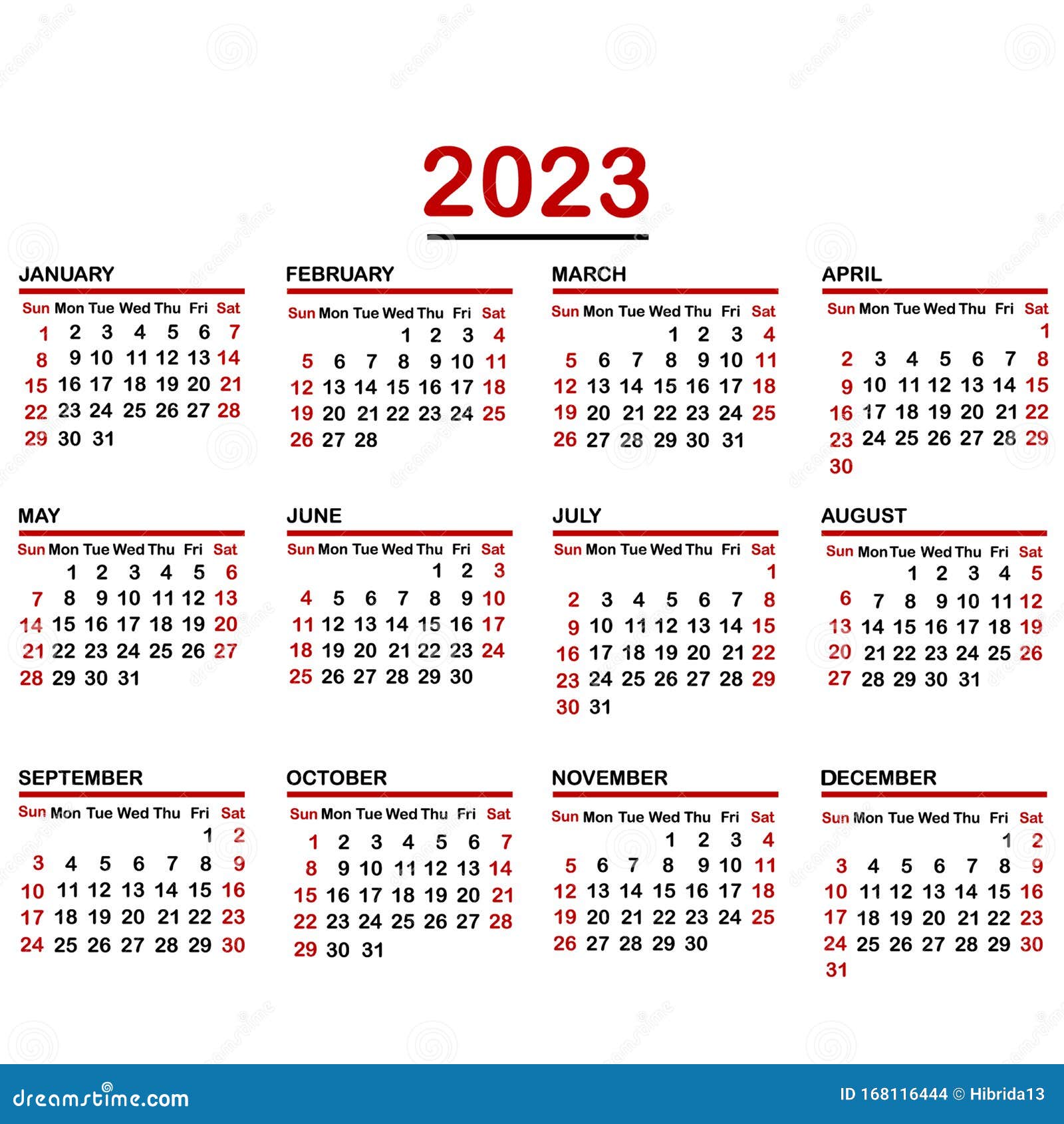 Minimalist Calendar Of Year 2023 Stock Vector Illustration Of 2023 2982