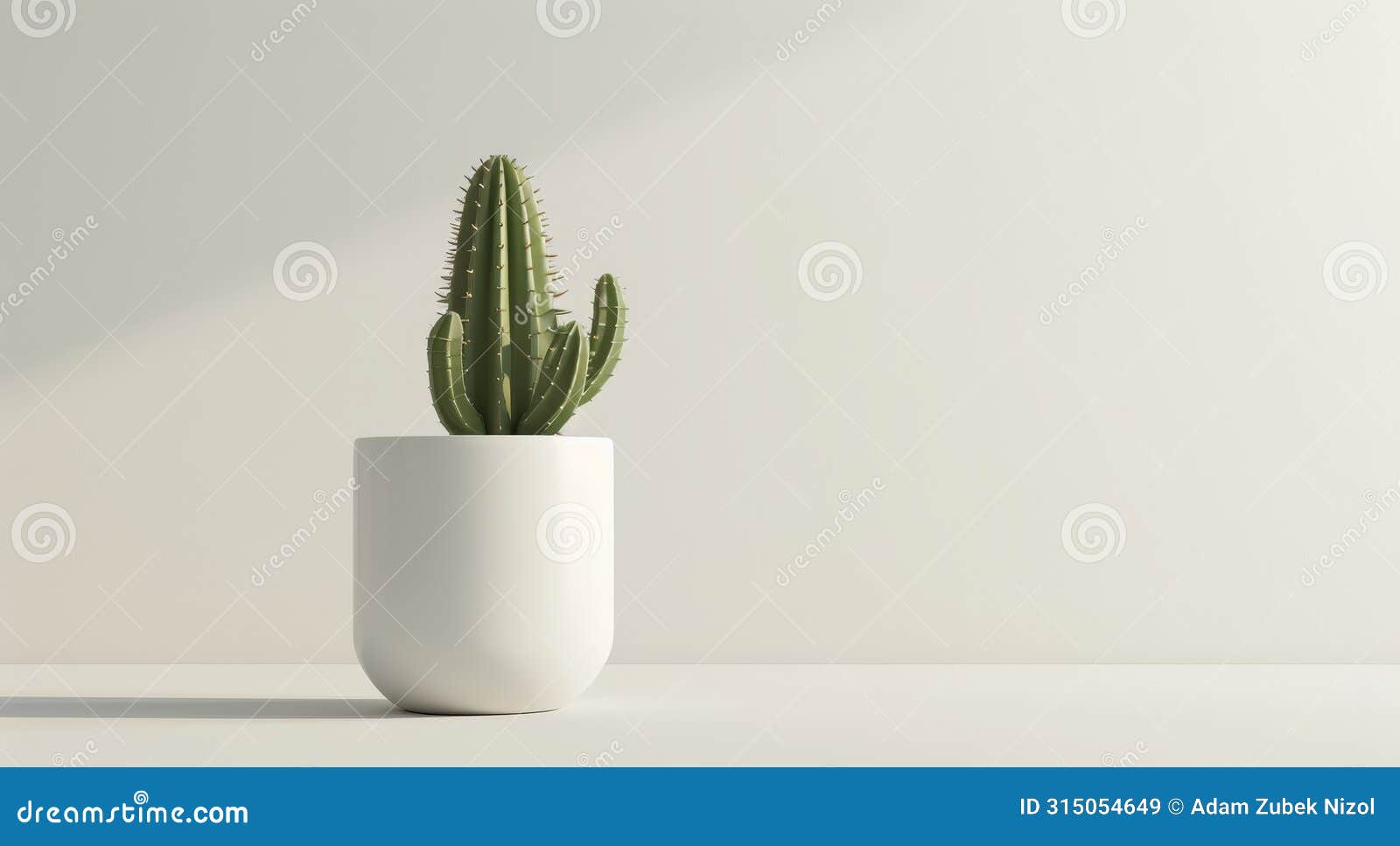 minimalist cactus in a white pot on a neutral background