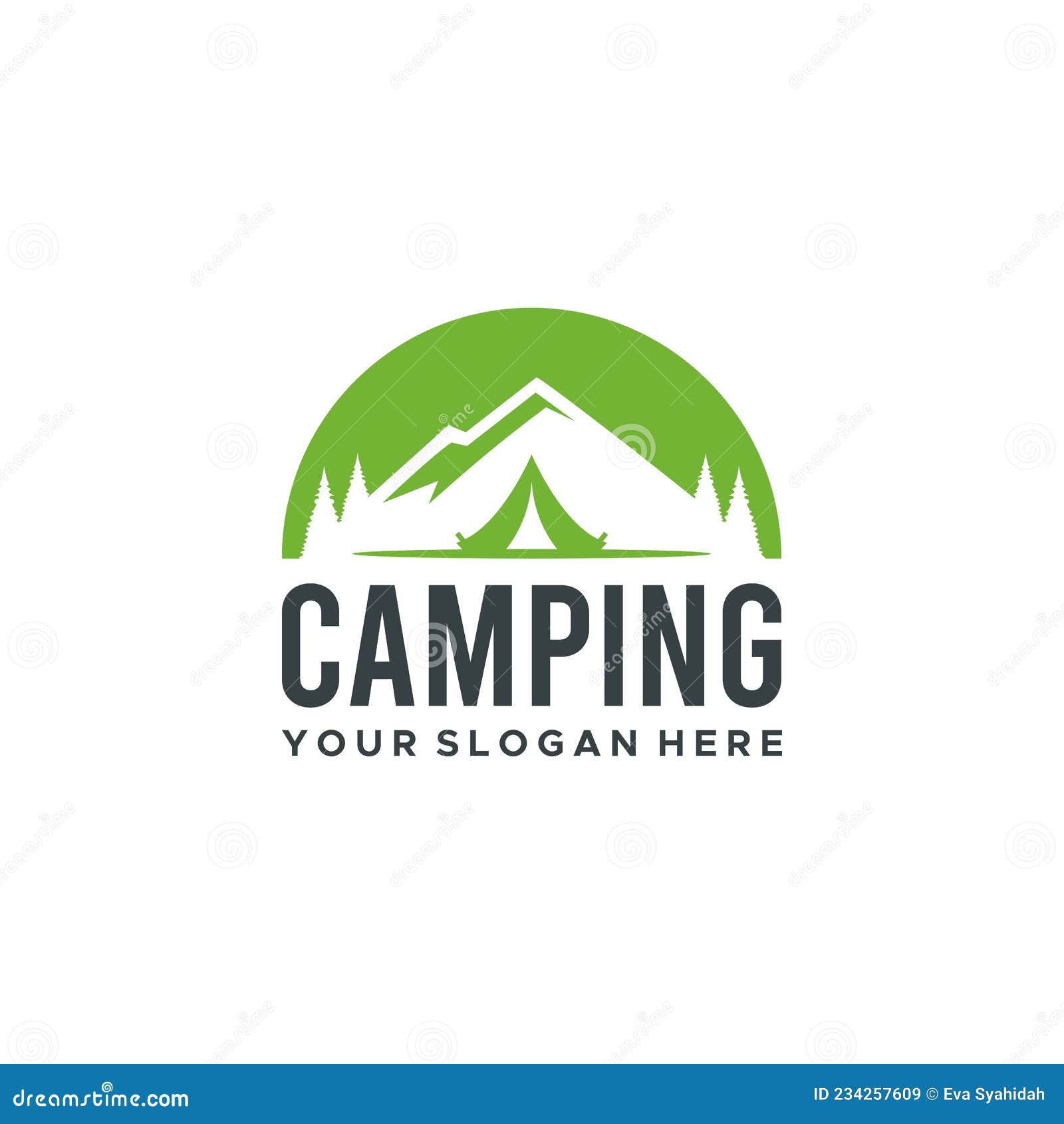 Minimalist CAMPING Mountain Tree Tent Logo Design Stock Vector ...