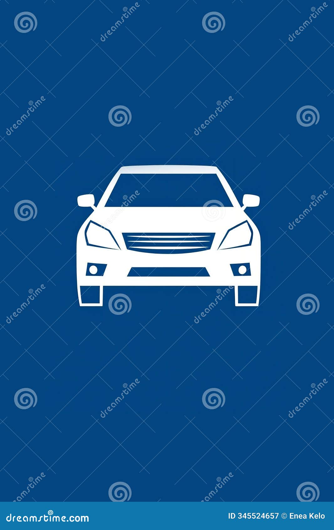 minimalist car icon: white on blue