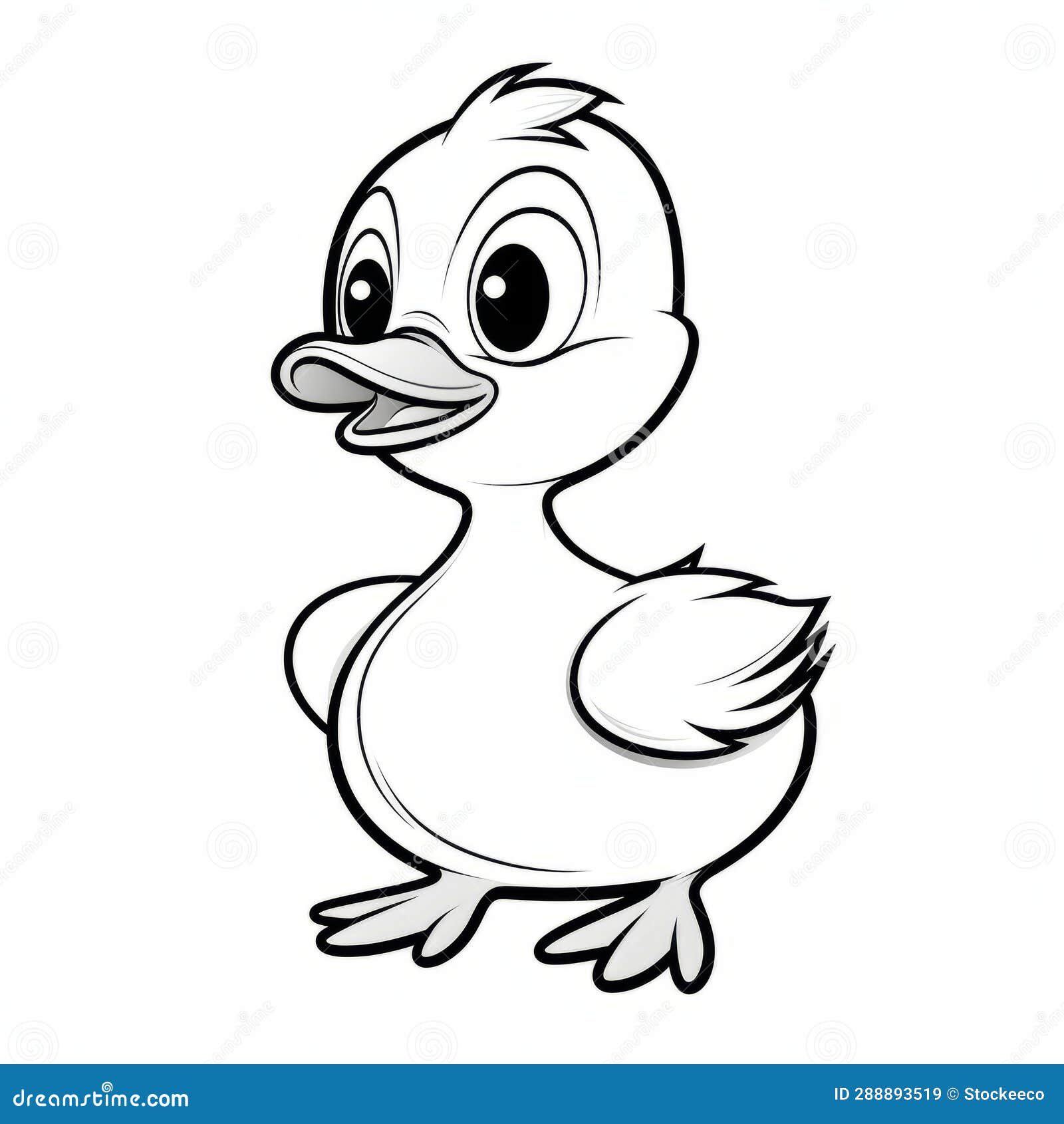Minimalist Cartoon Duck Coloring Page for Children Stock Illustration