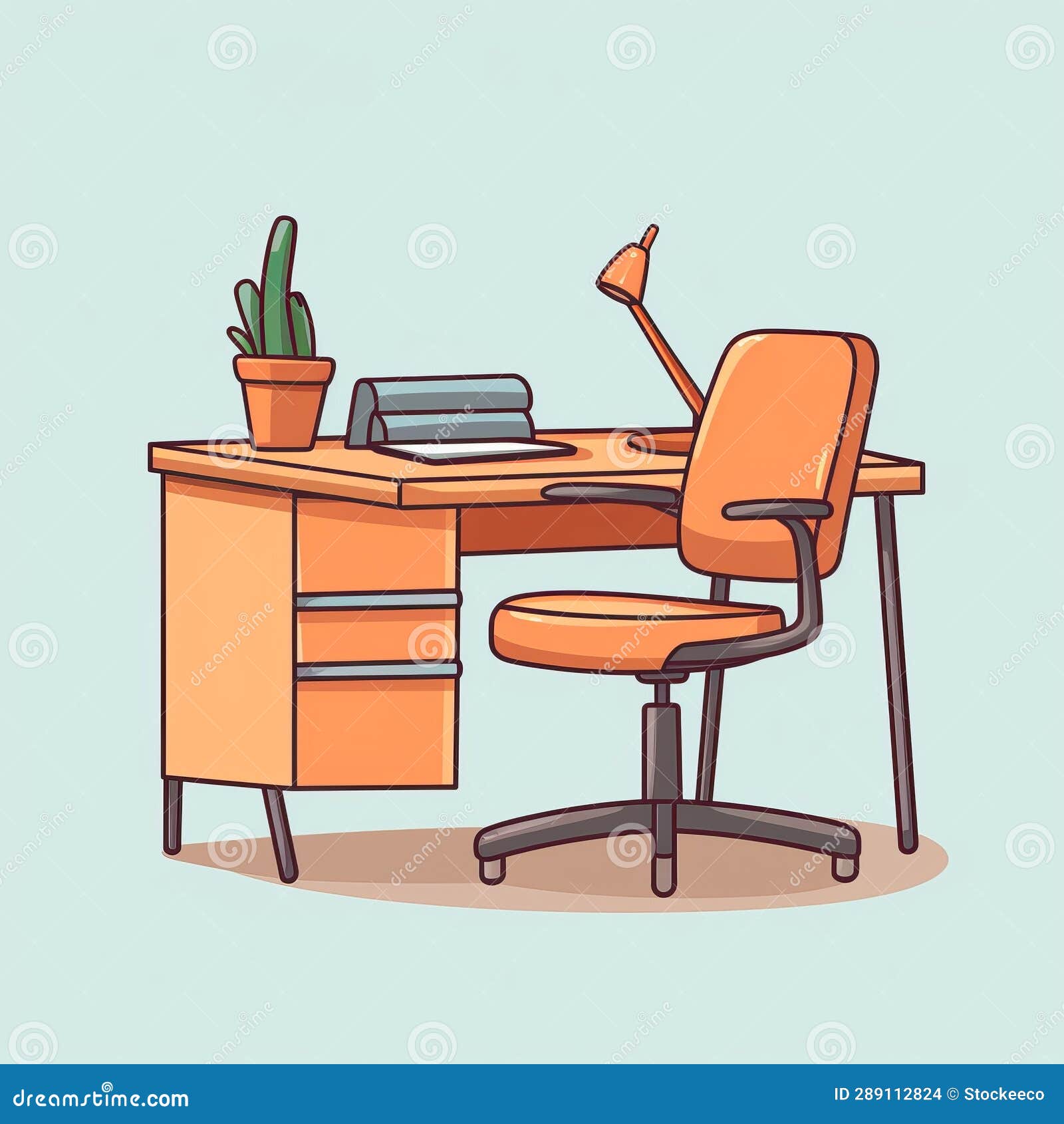 Minimalist Cartoon Office Desk Illustration Stock Illustration ...