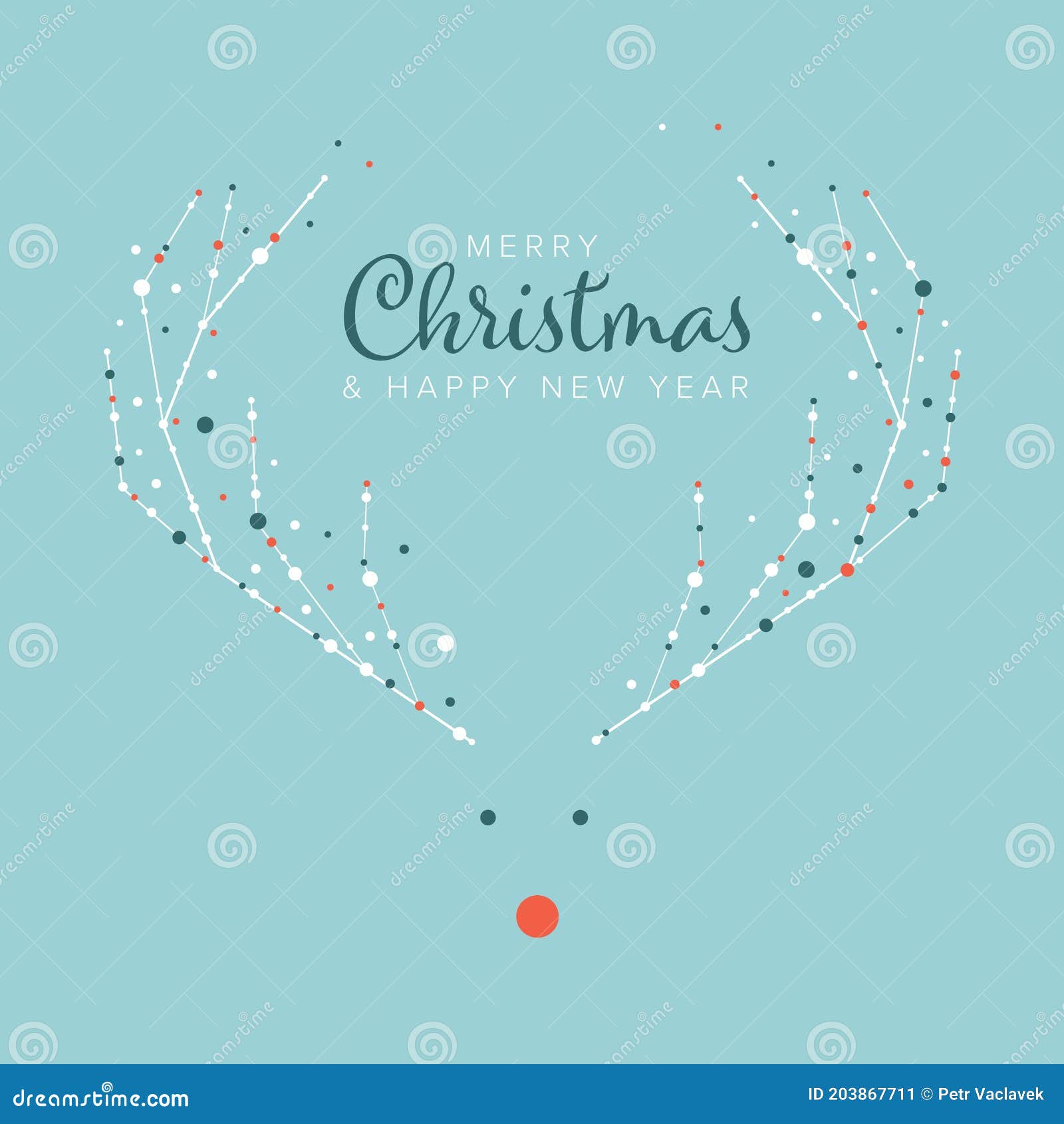 Minimalist Christmas Flyer/card Template with Reindeer Rudolph Stock