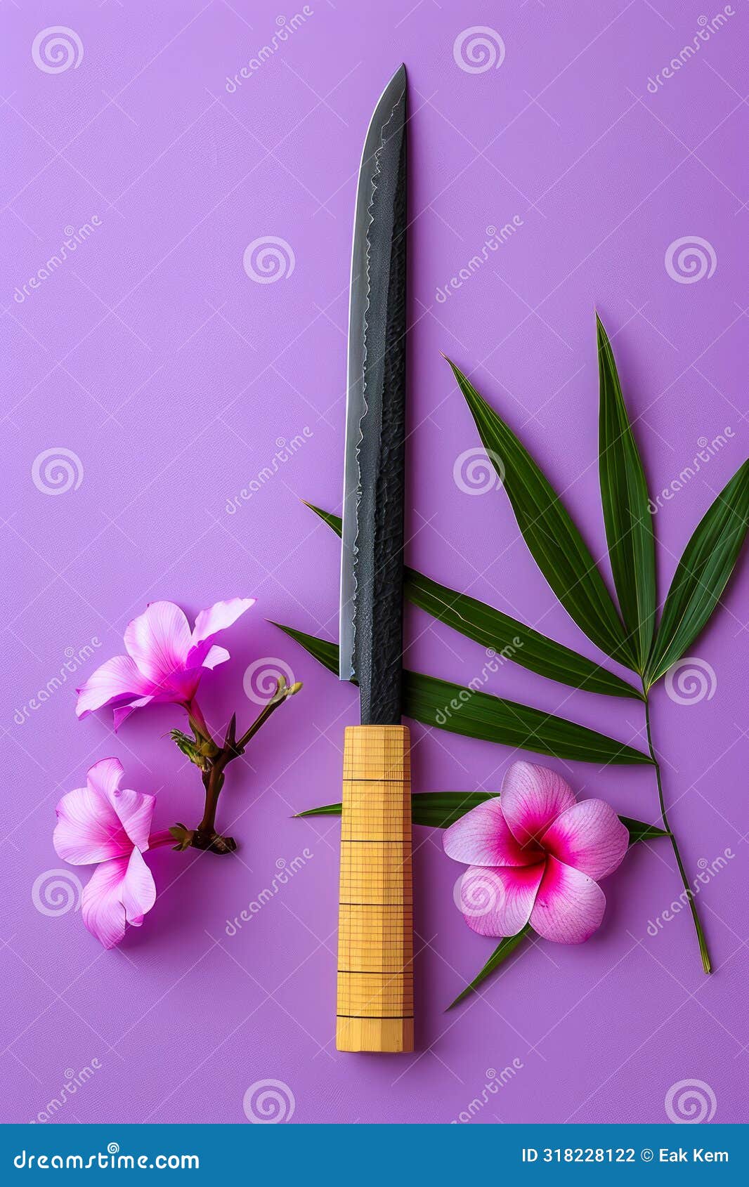 Japanese Knife Isolated On Gray Background Traditional Japanese Weapon japanese-knife-isolated-on-gray-background-traditional-japanese-weapon