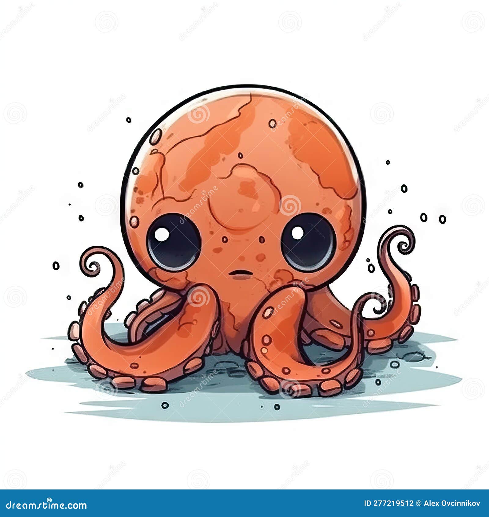 Minimalist Cute Octopus Drawing on White Background for Invitations and