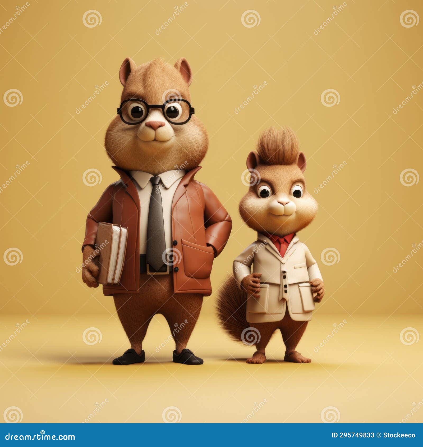 3d Alvin And The Chipmunks Illustration Model On White Background