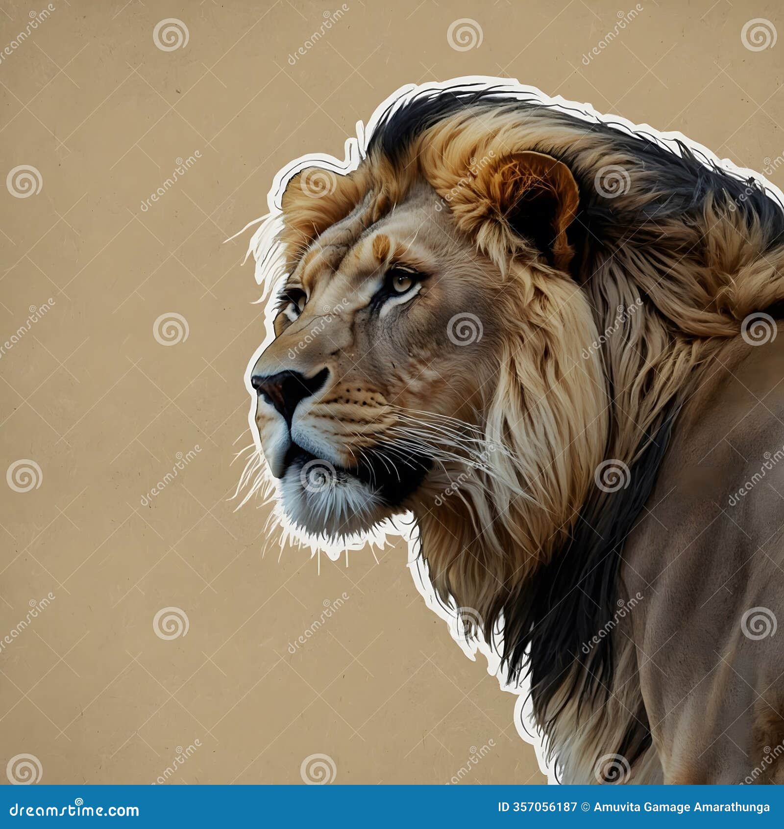 minimalist digital art of panthera leo melanochaita with elegant black and gold lines