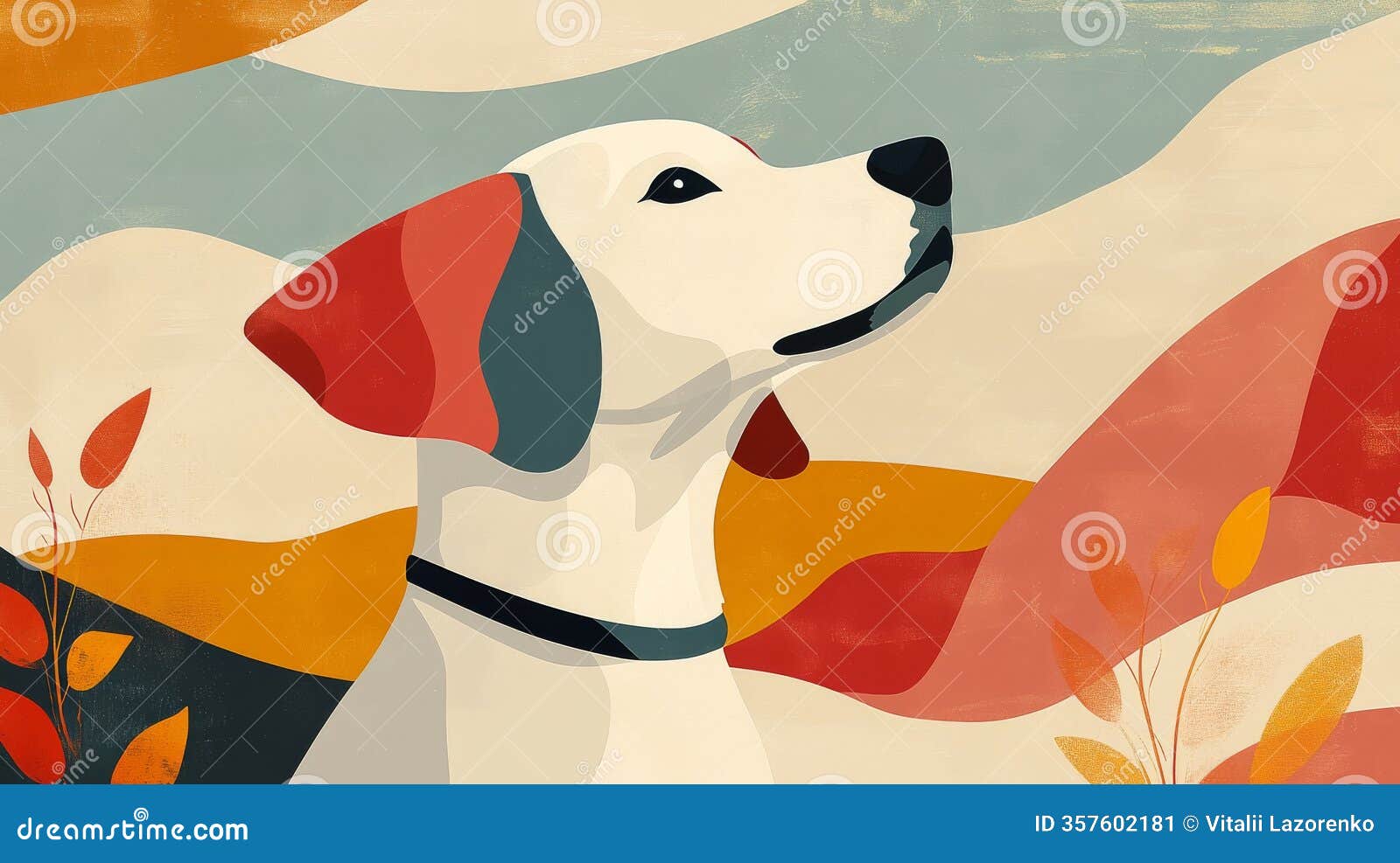 minimalist dog in colorful abstract setting for modern art and 