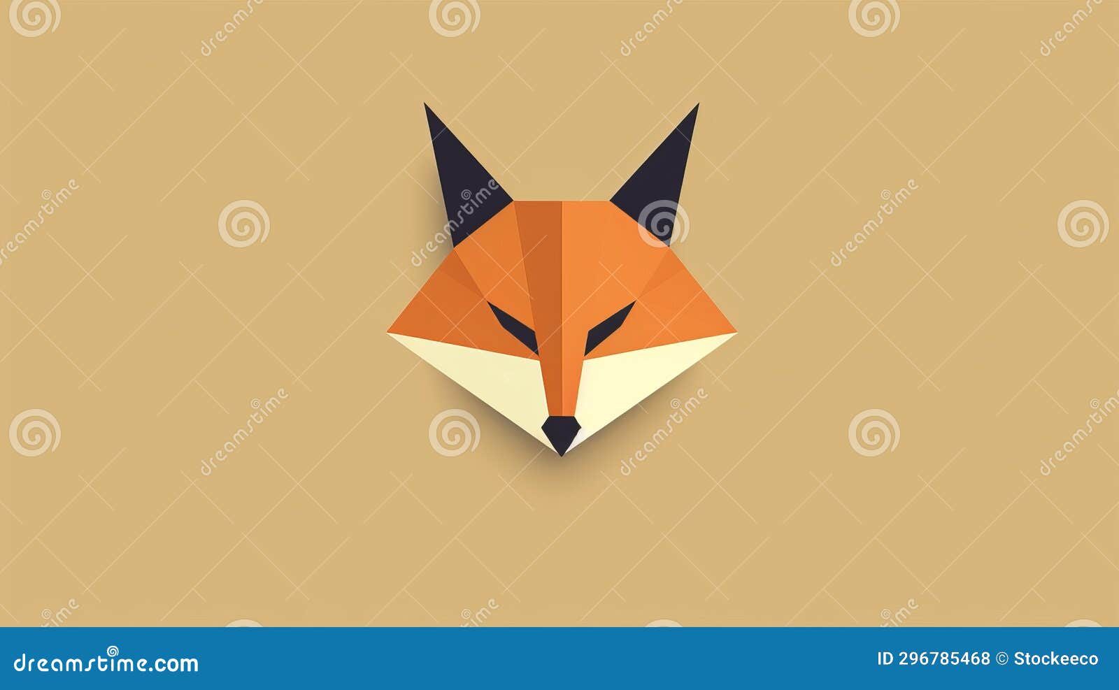 minimalist fox head on beige background - geometric animated 