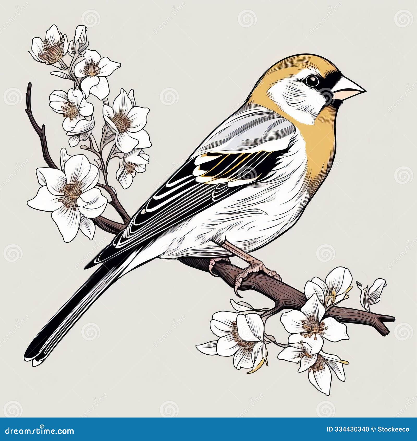 minimalist goldfinch  with high-contrast shading