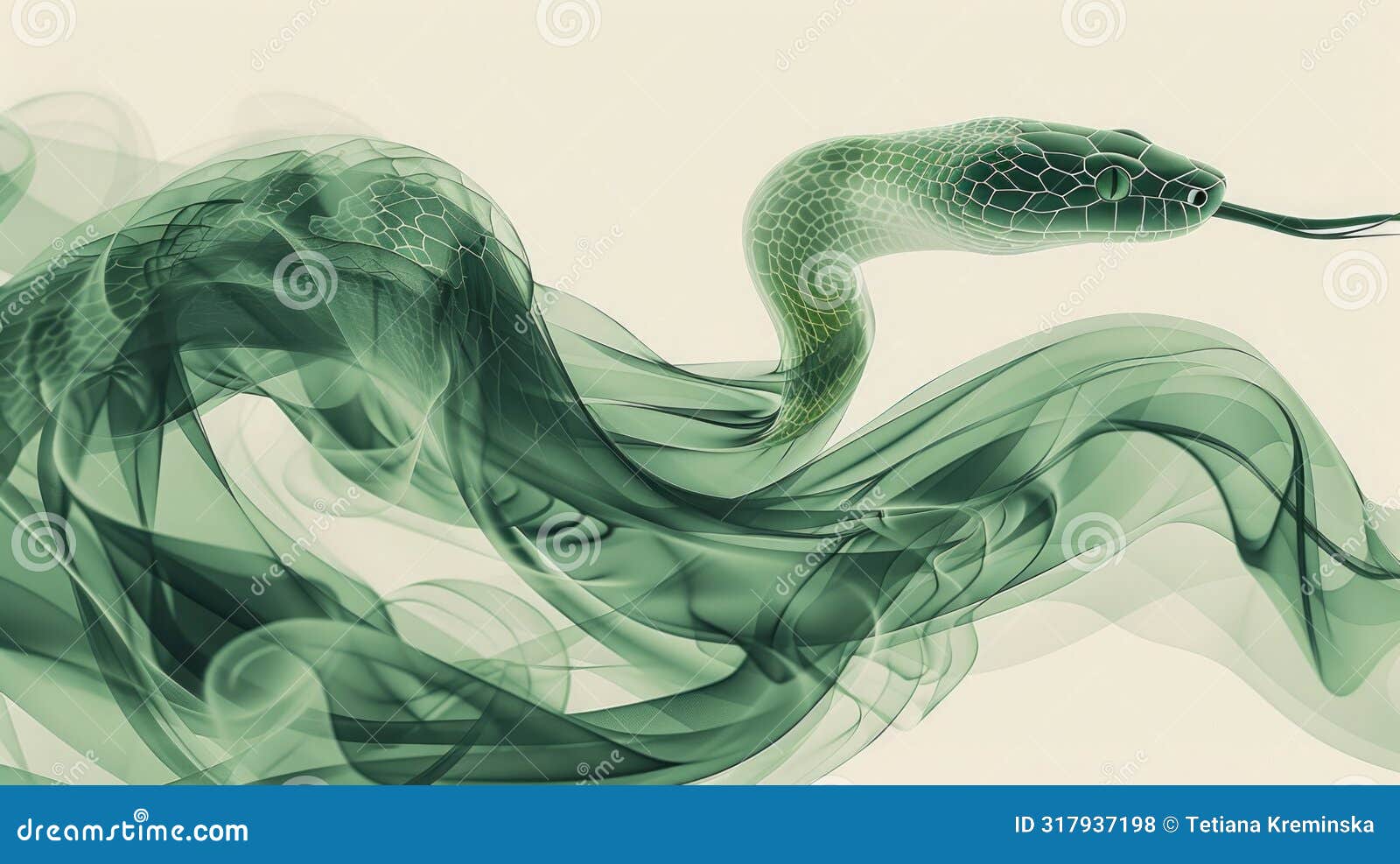 Minimalist 2025 Greeting Card with Abstract Emerald Green Snake Design 