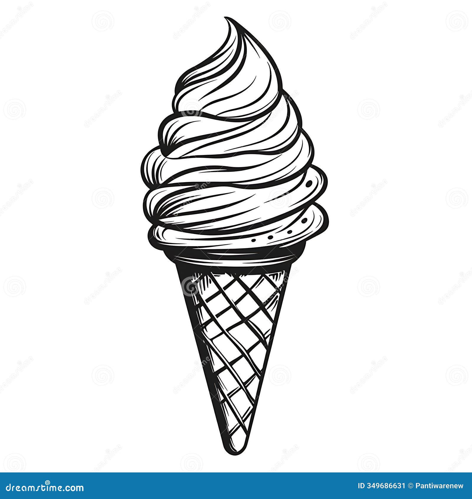 minimalist ice cream cone icon in line art style