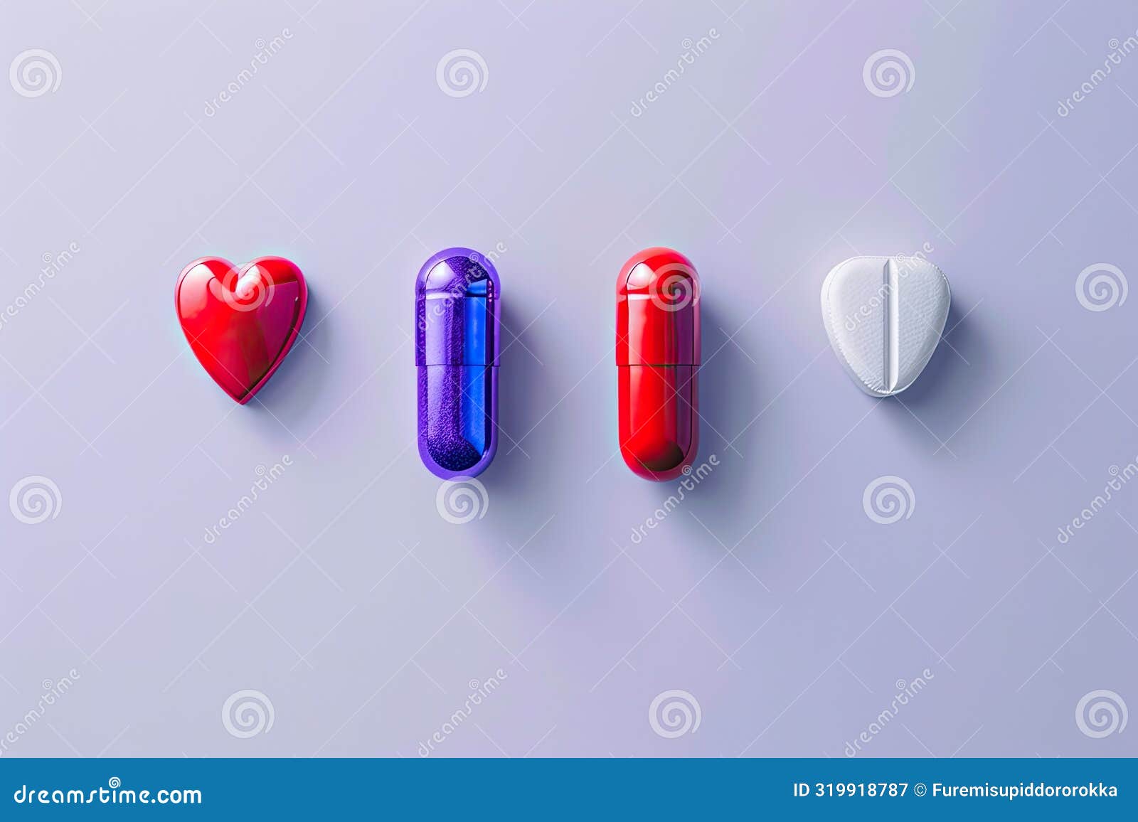 minimalist icons like pills and hearts in abstract form, on a clean background