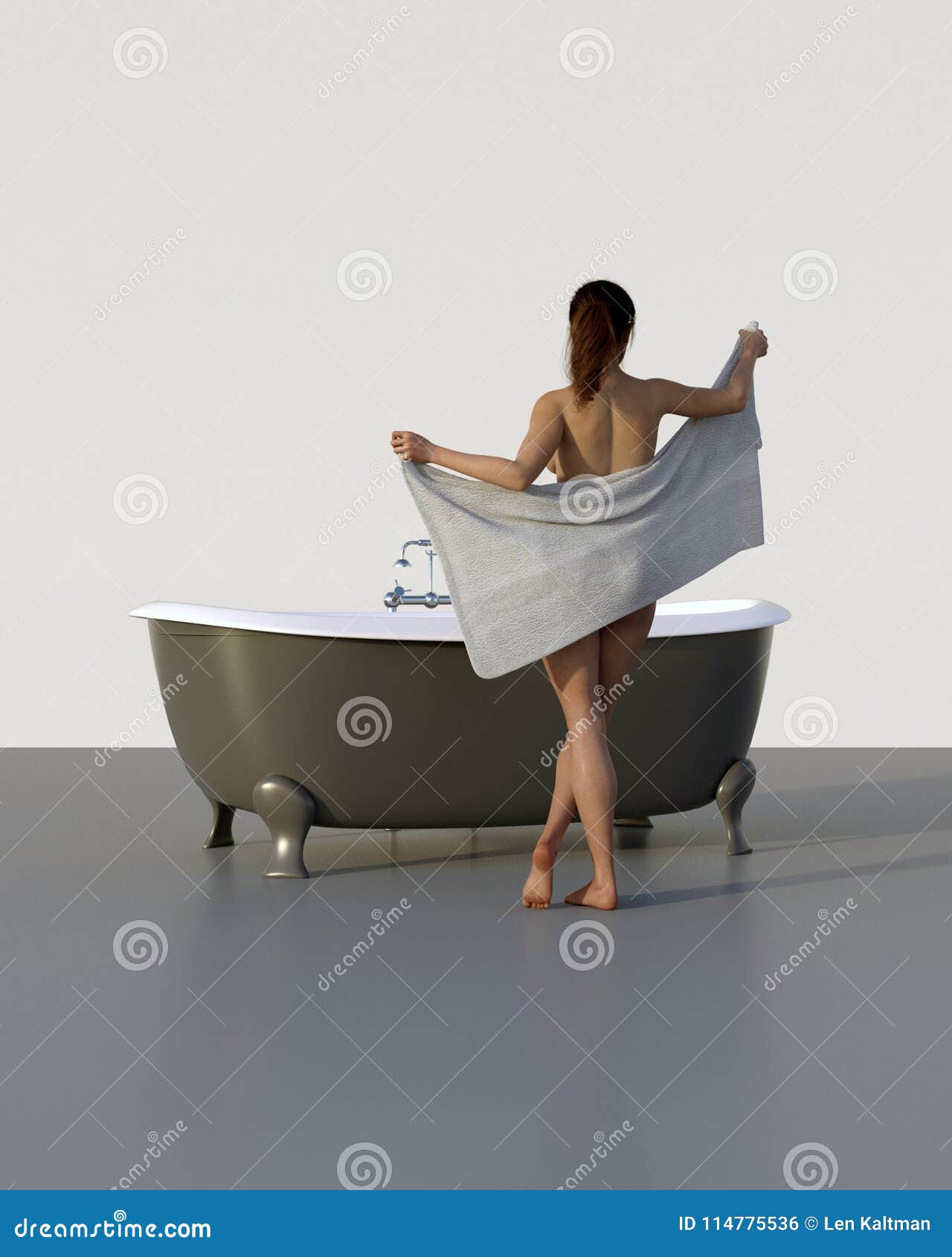 Woman Prepares For A Bath Stock Illustration Illustration