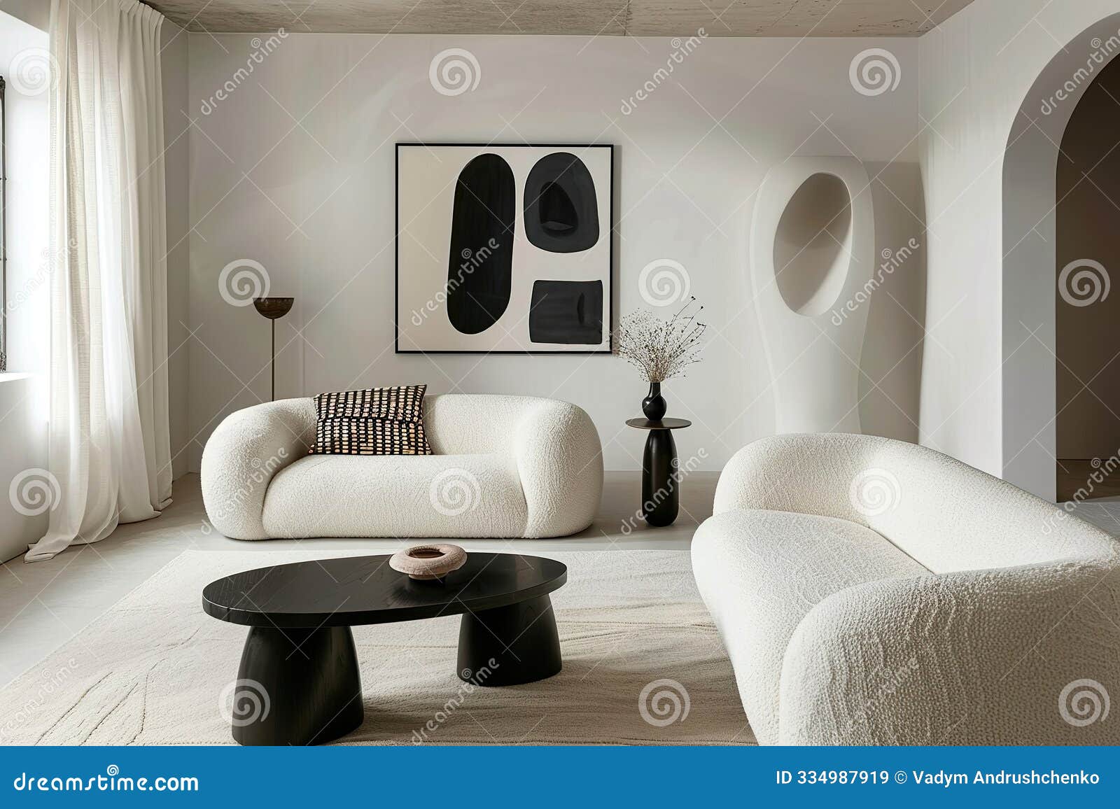 Picture of Modern Minimalist Dining Room Design in Neutral Tones