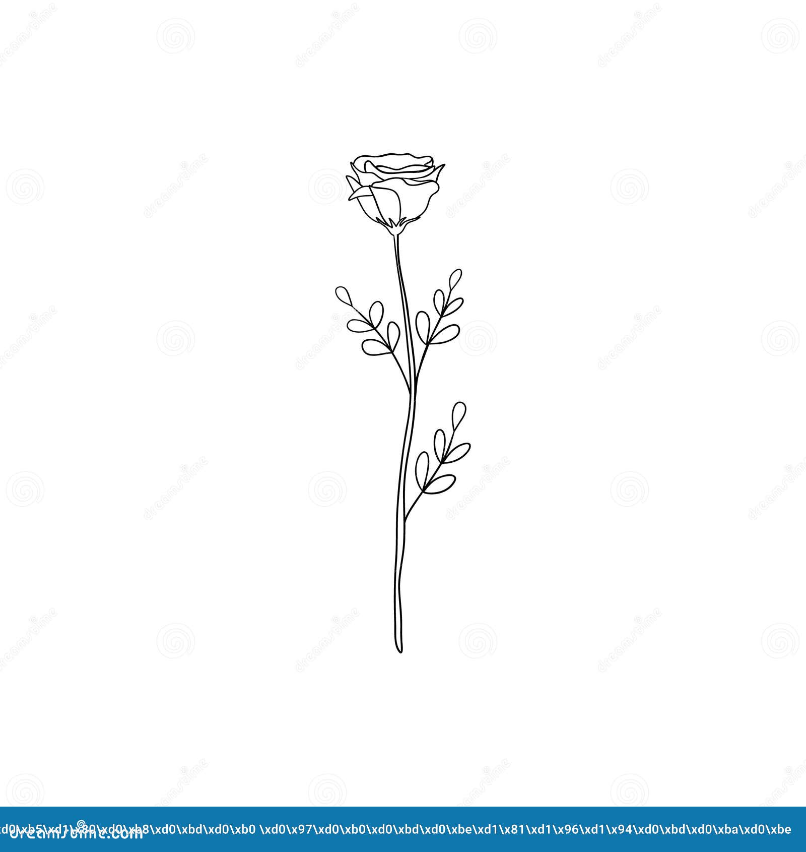 Minimalist Linear Rose Flower. Small Botanical Leaves Branch Elements, Fine  Line Floral Tattoo Sketch, Ink Art Stock Vector - Illustration of  invitation, ornament: 297561659