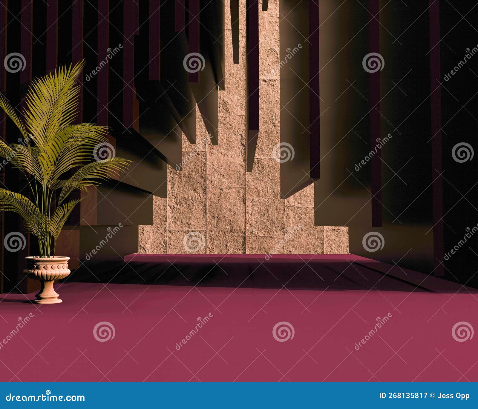 Minimalist Luxury Hallway Interior with Decorative Flowerpot in Corner