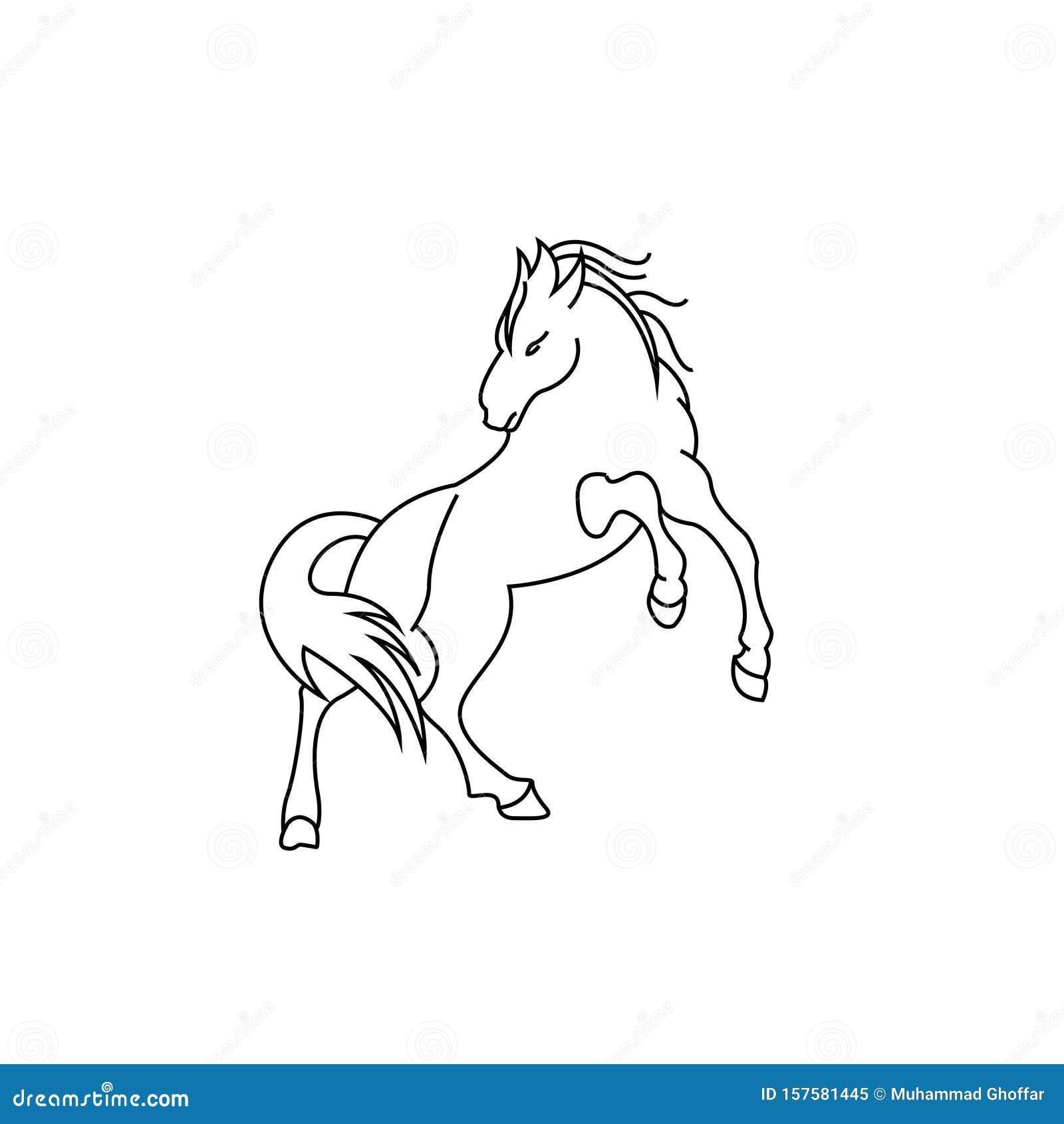 Minimalist And Luxury Horse Logo Outline Stable Farm Valley