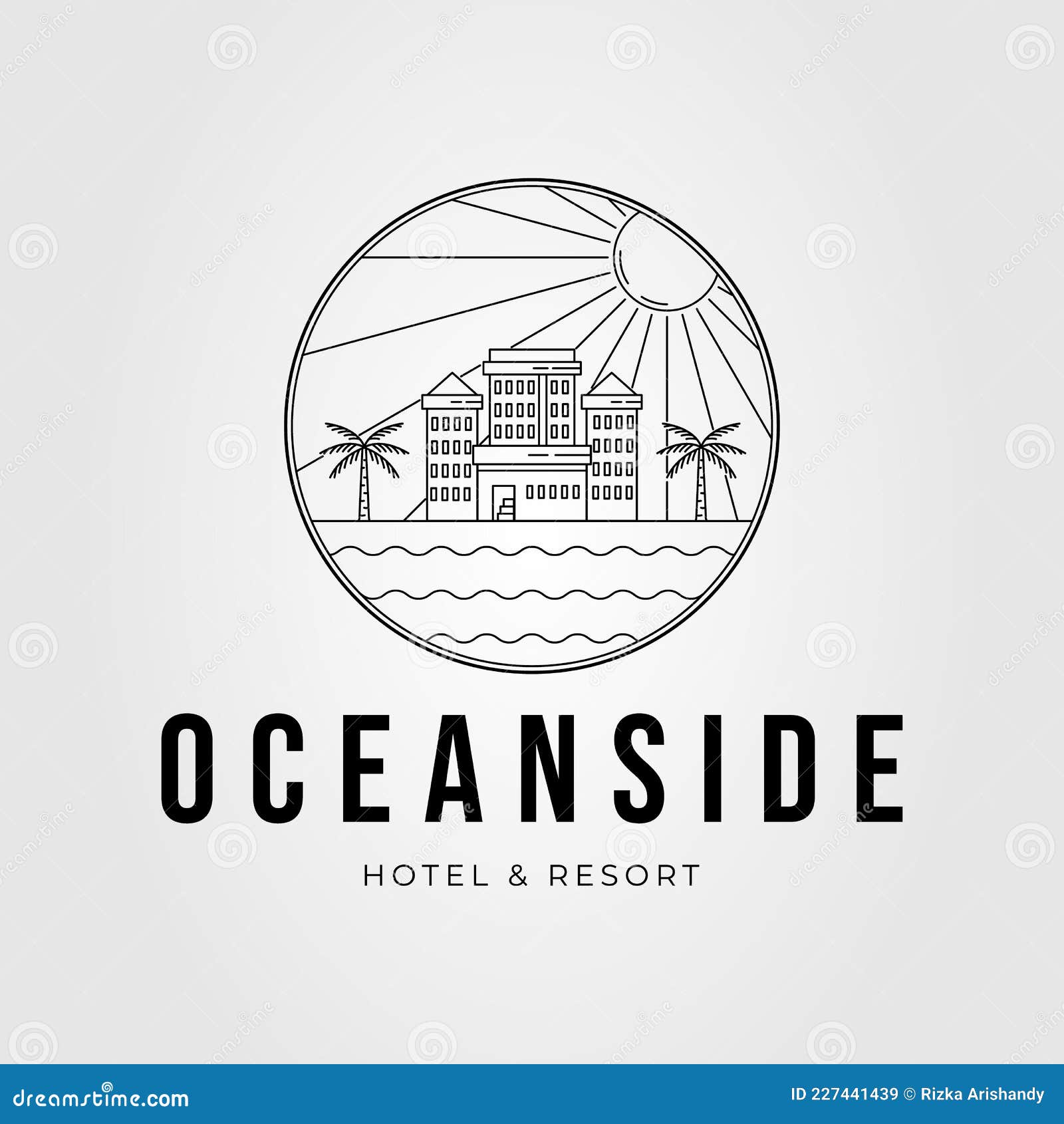 Minimalist Oceanside Architecture or Hotel Building Line Art Logo ...