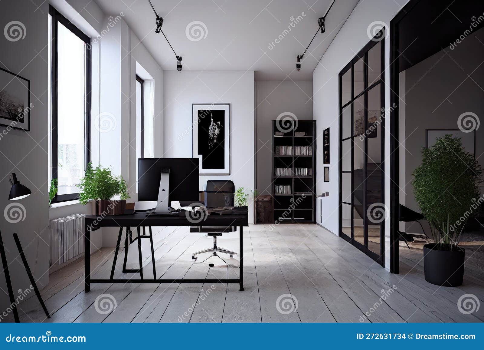 Minimalist Office, with Clean Lines and Simple Design, Featuring an