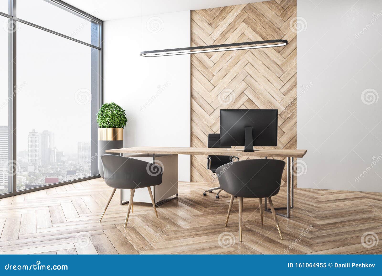 Minimalist office interior stock illustration. Illustration of minimalistic  - 161064955