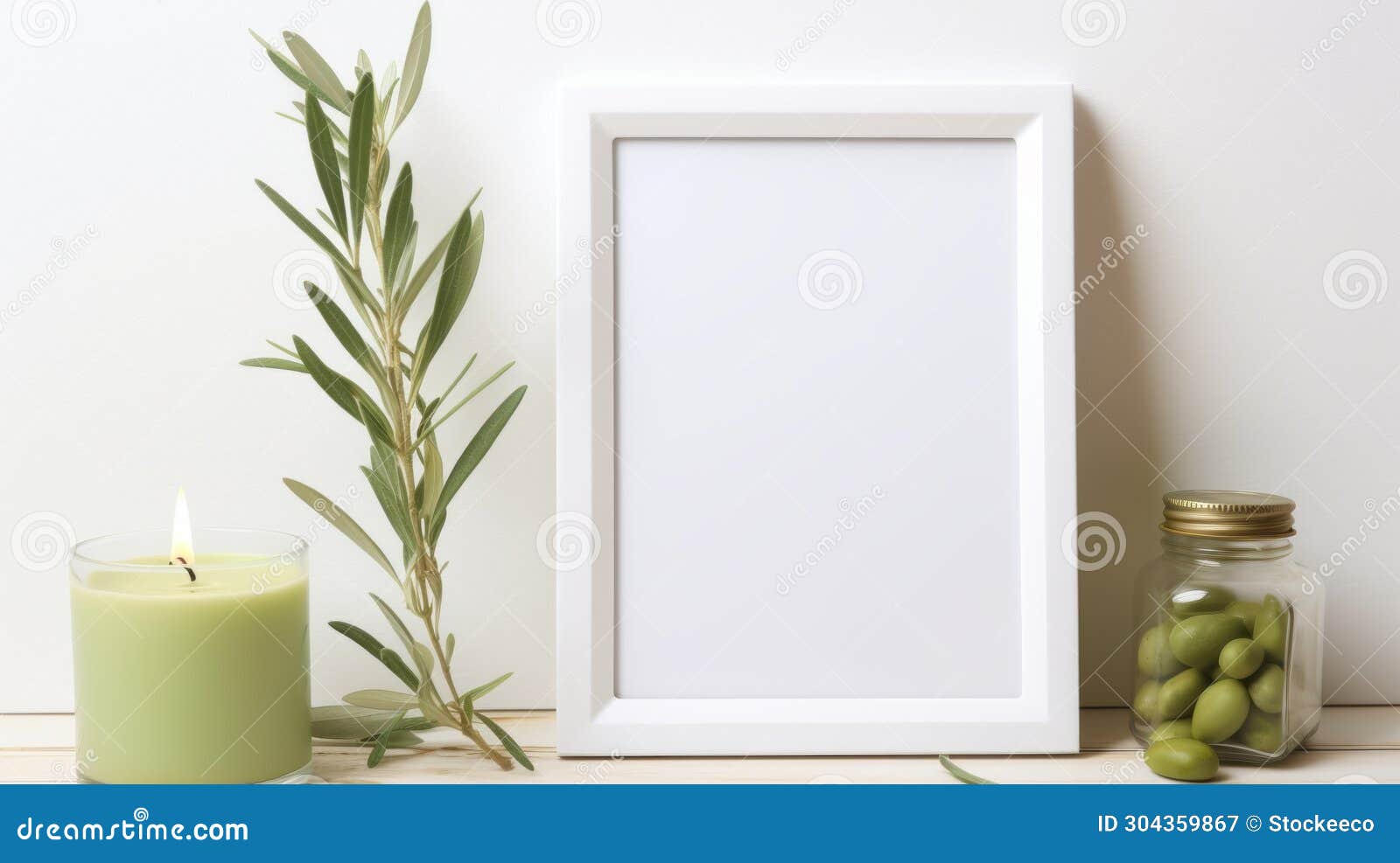 minimalist olive leaf frame mockup in 8k resolution
