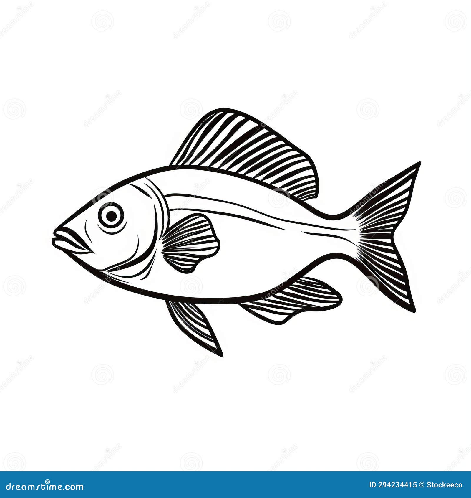 Eye-catching Black and White Fish Vector Illustration Stock Image