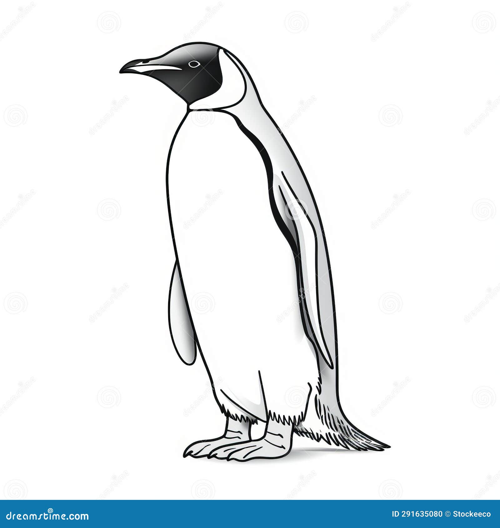 black and white penguin  with moebius style