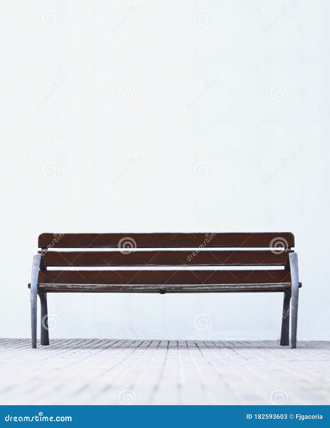 minimalist park bench with white background